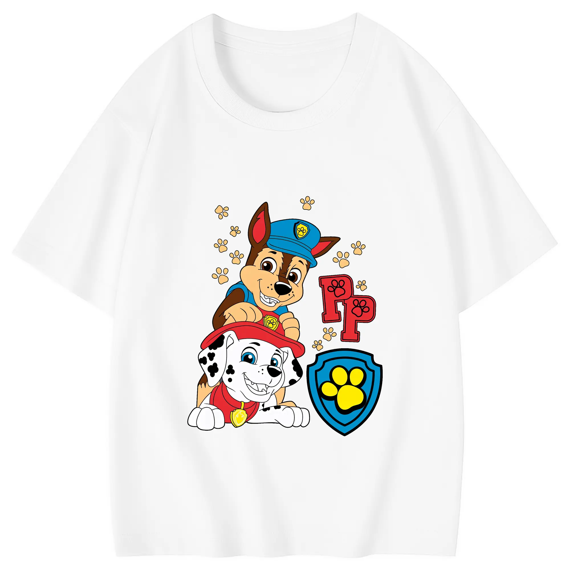 パウ・パトロール グッズ チェイス - 綿100％ キッズTシャツ ・ フロントプリント ・ 快適 通気性 ・ スポーツ カジュアル 散歩用