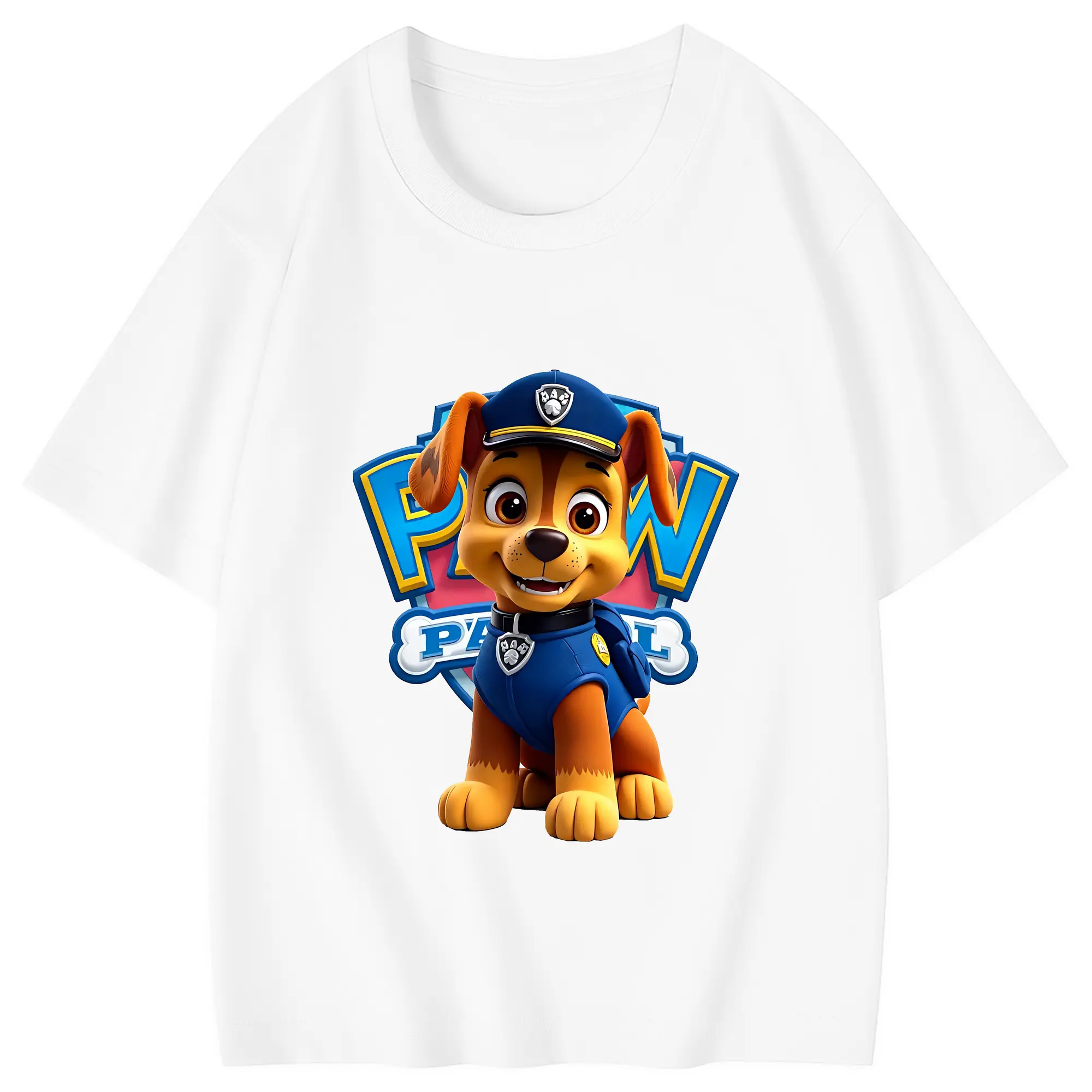 パウ・パトロール グッズ チェイス - 綿100％ キッズTシャツ ・ フロントプリント ・ 快適 通気性 ・ スポーツ カジュアル 散歩用