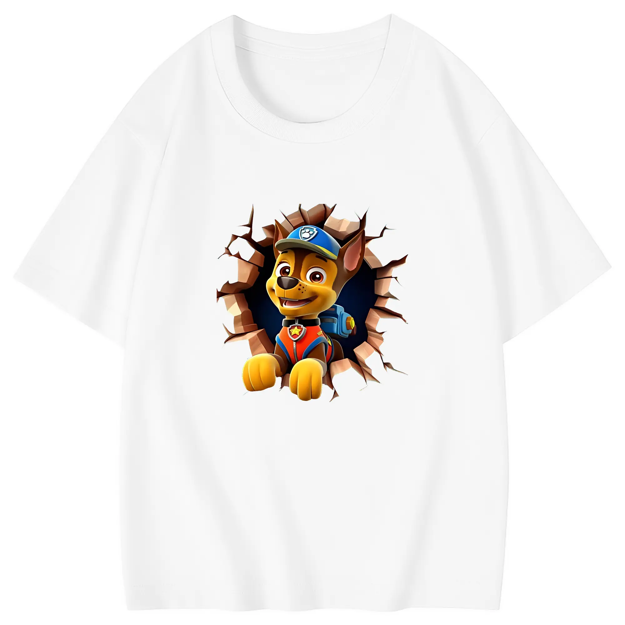 パウ・パトロール グッズ チェイス - 綿100％ キッズTシャツ ・ フロントプリント ・ 快適 通気性 ・ スポーツ カジュアル 散歩用