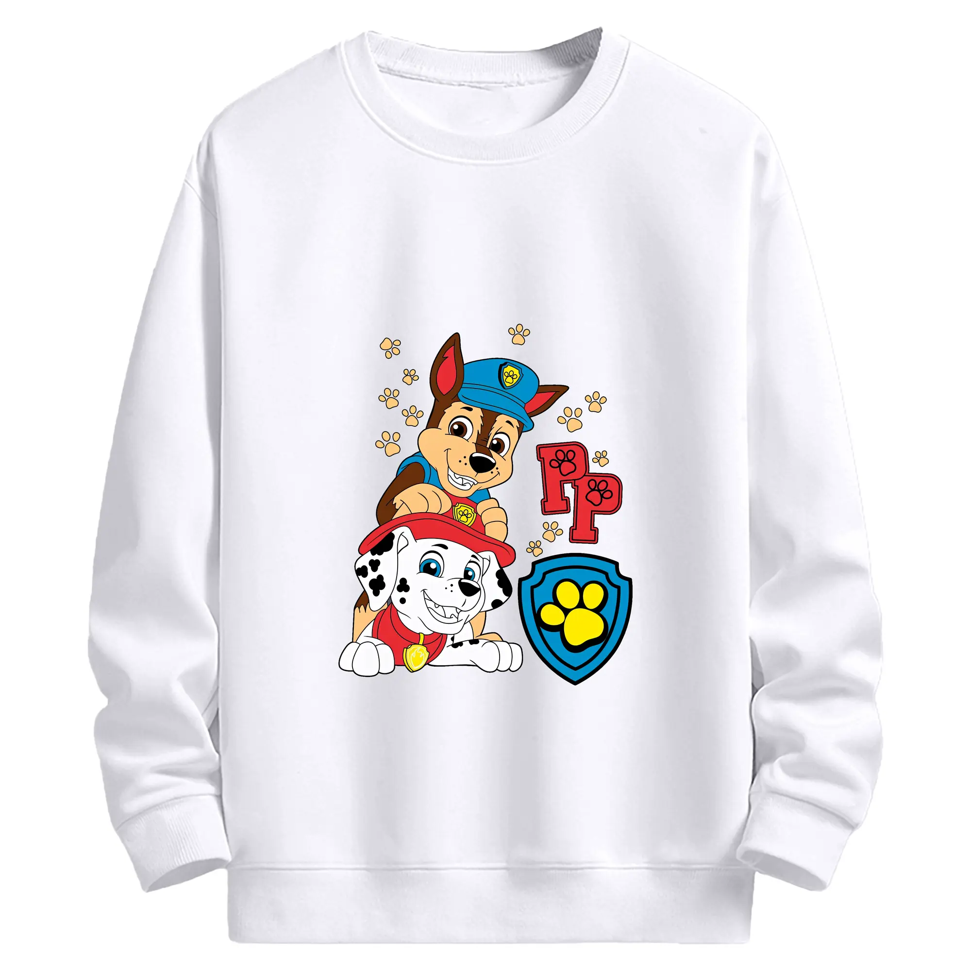 パウ・パトロール グッズ チェイス - 高品質 クルーネック スウェット ・ コットン59％ ポリエステル41％ ・ ユニセックス 長袖 トレーナー ・ カジュアル デイリー スポーツ 散歩用