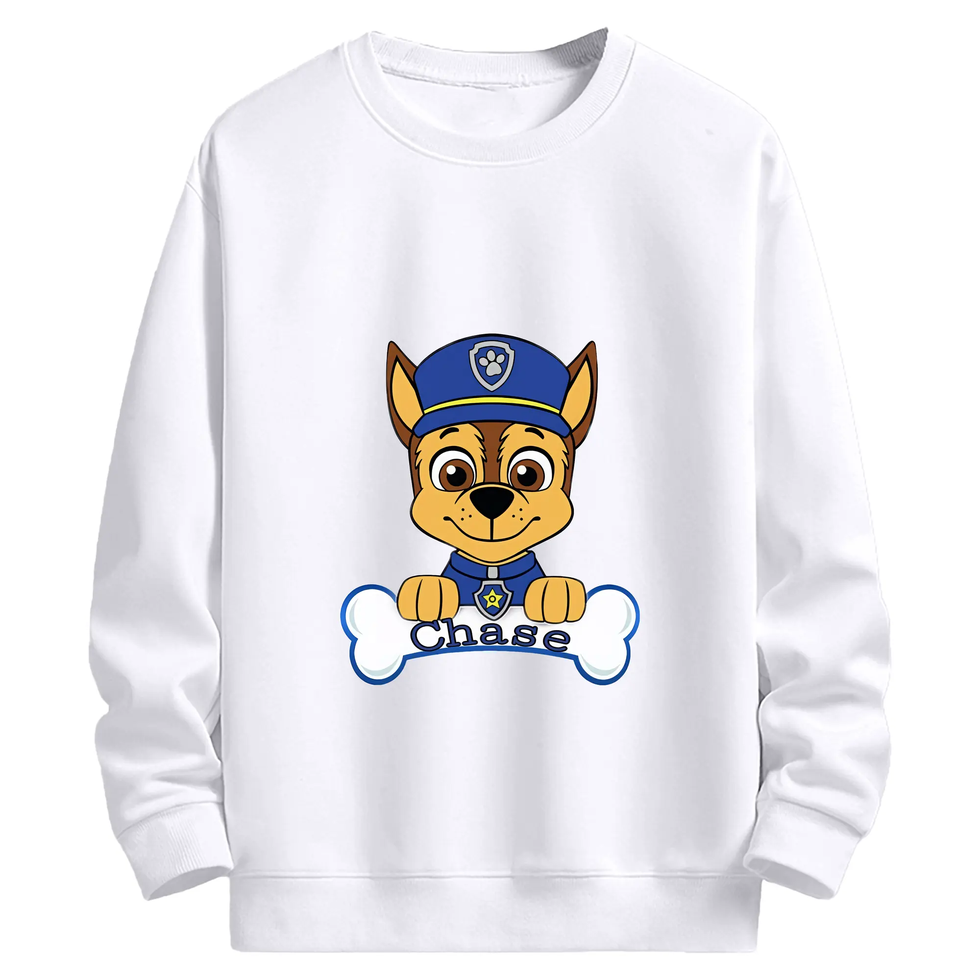 パウ・パトロール グッズ チェイス - 高品質 クルーネック スウェット ・ コットン59％ ポリエステル41％ ・ ユニセックス 長袖 トレーナー ・ カジュアル デイリー スポーツ 散歩用