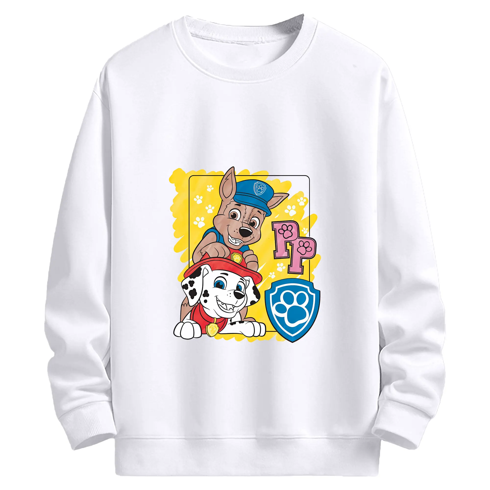 パウ・パトロール グッズ チェイス - 高品質 クルーネック スウェット ・ コットン59％ ポリエステル41％ ・ ユニセックス 長袖 トレーナー ・ カジュアル デイリー スポーツ 散歩用