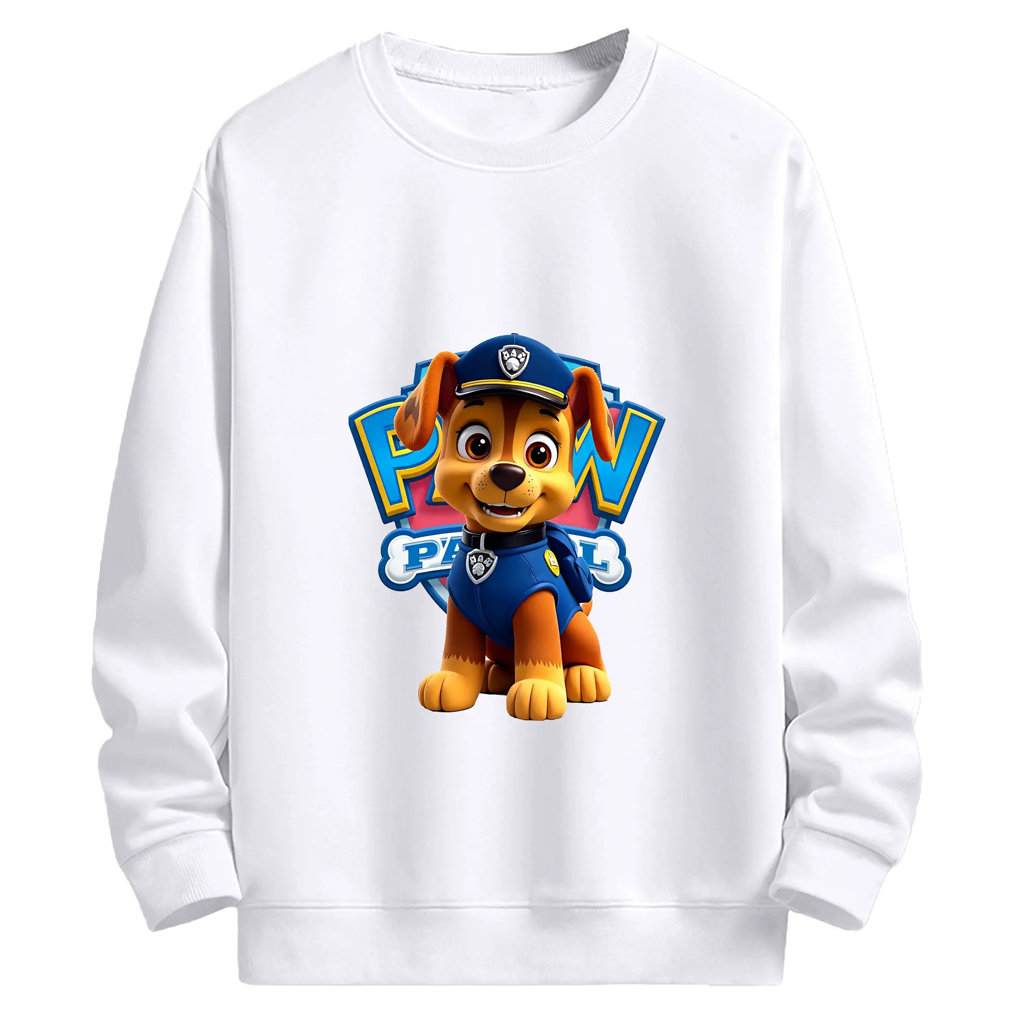パウ・パトロール グッズ チェイス - 高品質 クルーネック スウェット ・ コットン59％ ポリエステル41％ ・ ユニセックス 長袖 トレーナー ・ カジュアル デイリー スポーツ 散歩用