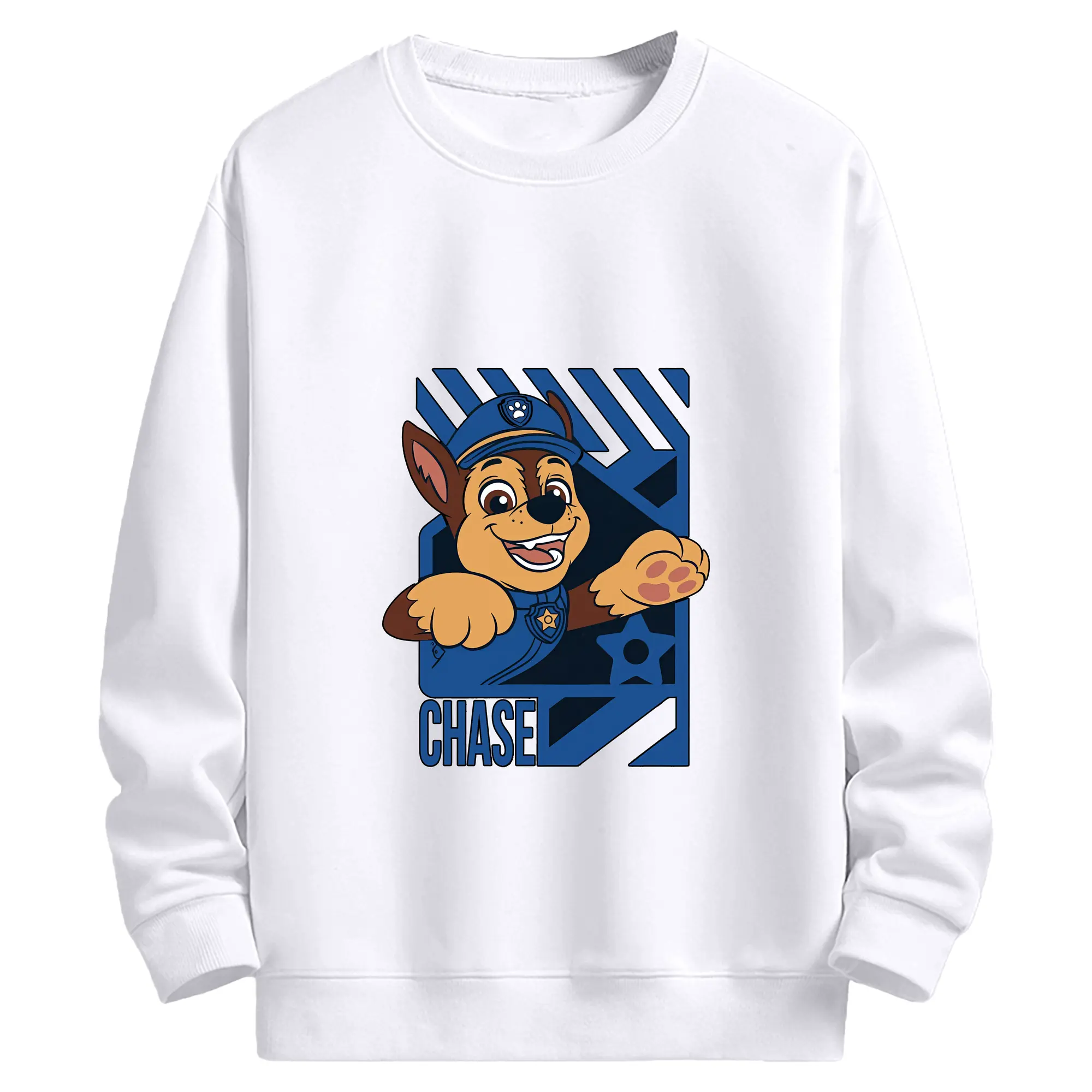 パウ・パトロール グッズ チェイス - 高品質 クルーネック スウェット ・ コットン59％ ポリエステル41％ ・ ユニセックス 長袖 トレーナー ・ カジュアル デイリー スポーツ 散歩用