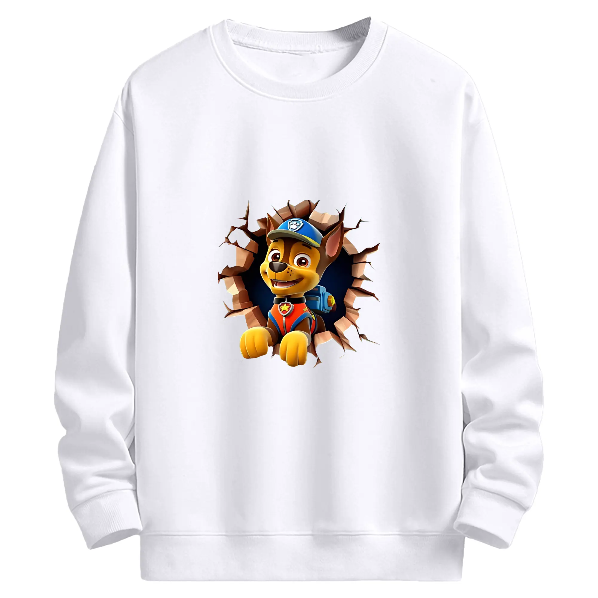 パウ・パトロール グッズ チェイス - 高品質 クルーネック スウェット ・ コットン59％ ポリエステル41％ ・ ユニセックス 長袖 トレーナー ・ カジュアル デイリー スポーツ 散歩用
