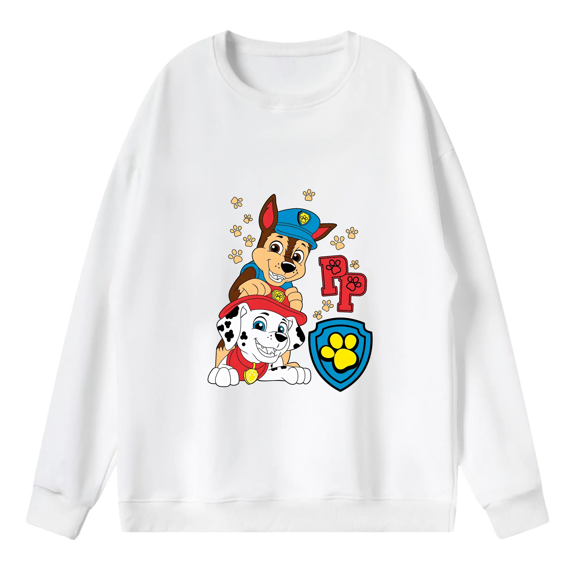 パウ・パトロール グッズ チェイス - 薄手 クルーネック スウェット 裏毛260g · ポリエステル 春秋向け カジュアル 男女兼用 · トレーナー デイリー スポーツ 散歩に最適
