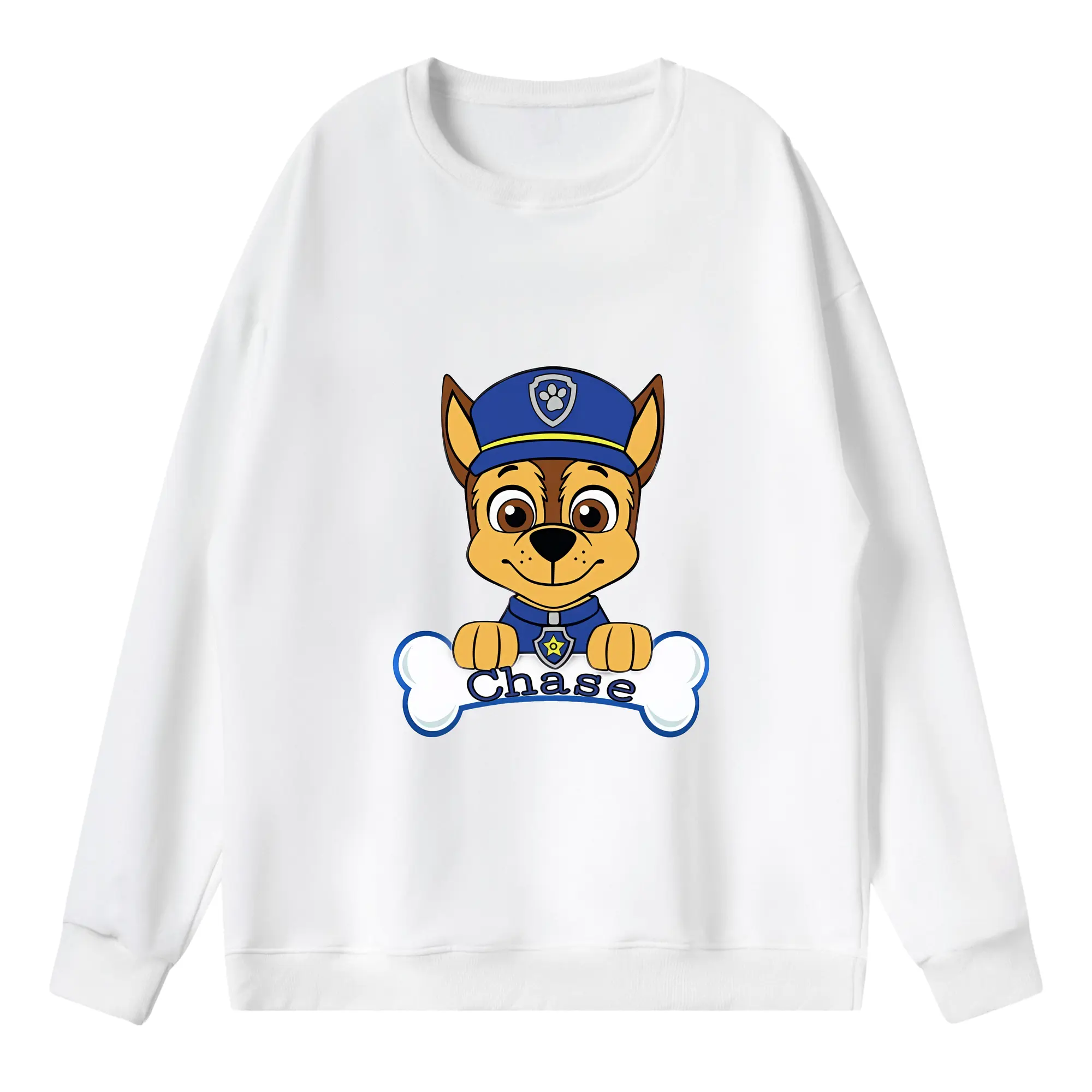 パウ・パトロール グッズ チェイス - 薄手 クルーネック スウェット 裏毛260g · ポリエステル 春秋向け カジュアル 男女兼用 · トレーナー デイリー スポーツ 散歩に最適