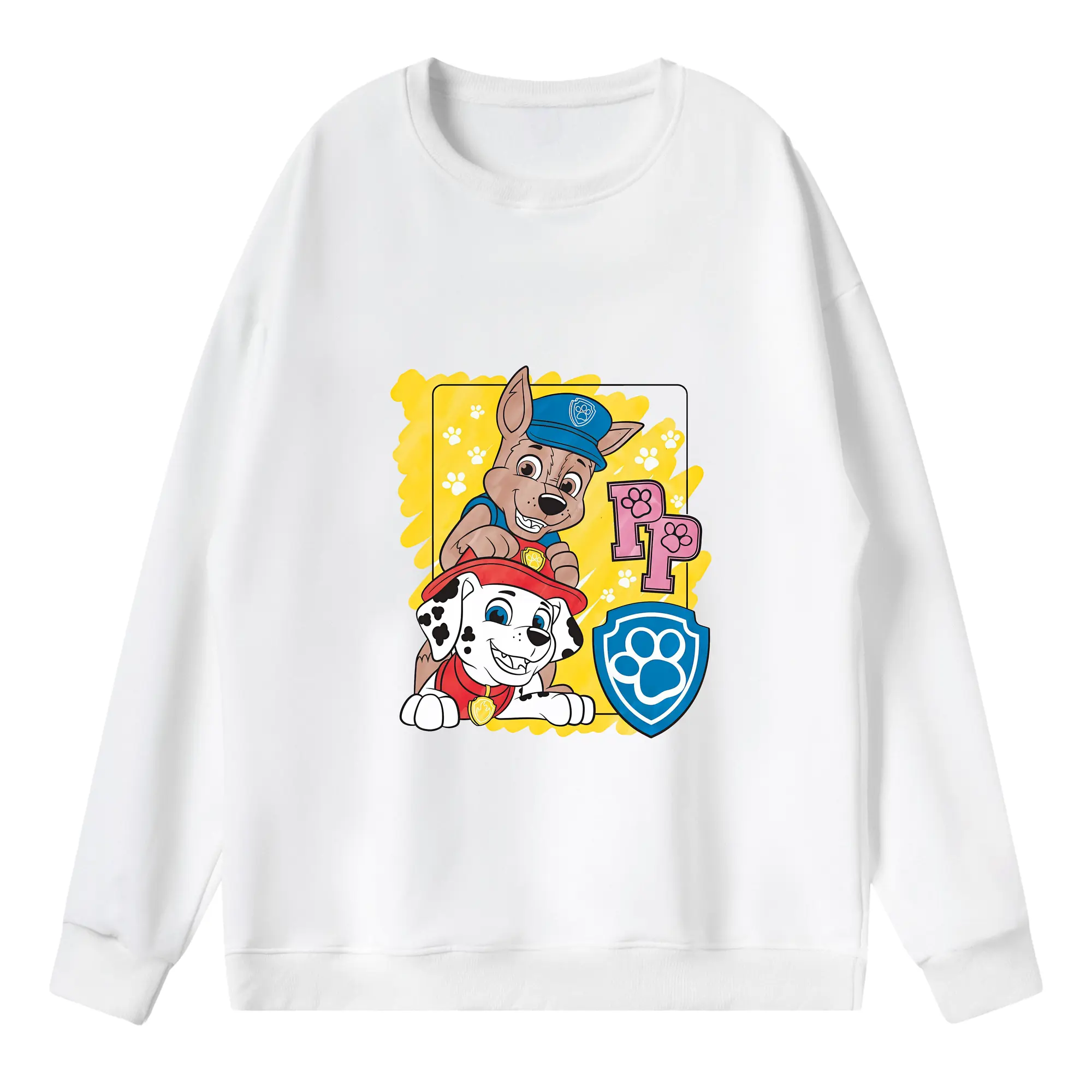 パウ・パトロール グッズ チェイス - 薄手 クルーネック スウェット 裏毛260g · ポリエステル 春秋向け カジュアル 男女兼用 · トレーナー デイリー スポーツ 散歩に最適
