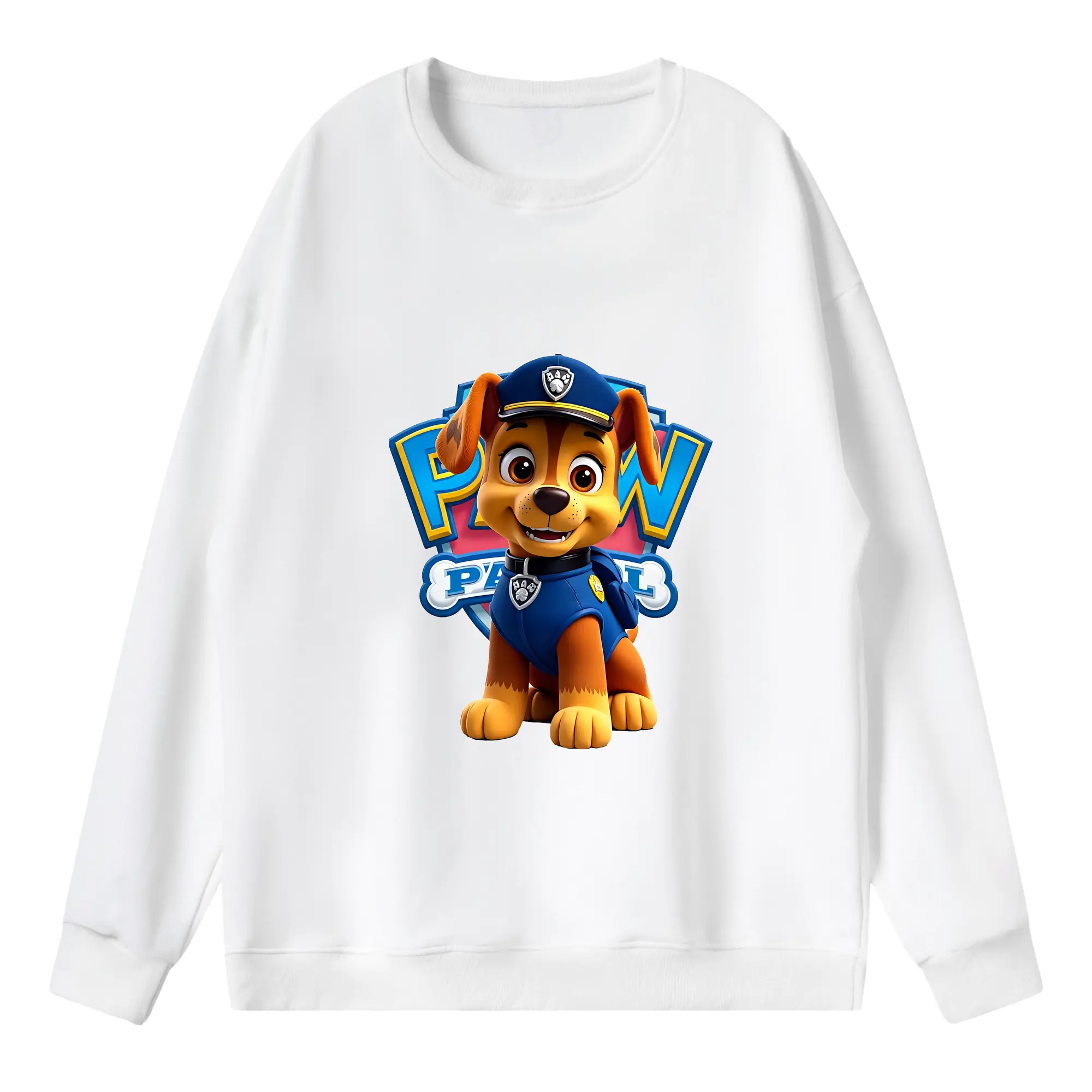 パウ・パトロール グッズ チェイス - 薄手 クルーネック スウェット 裏毛260g · ポリエステル 春秋向け カジュアル 男女兼用 · トレーナー デイリー スポーツ 散歩に最適
