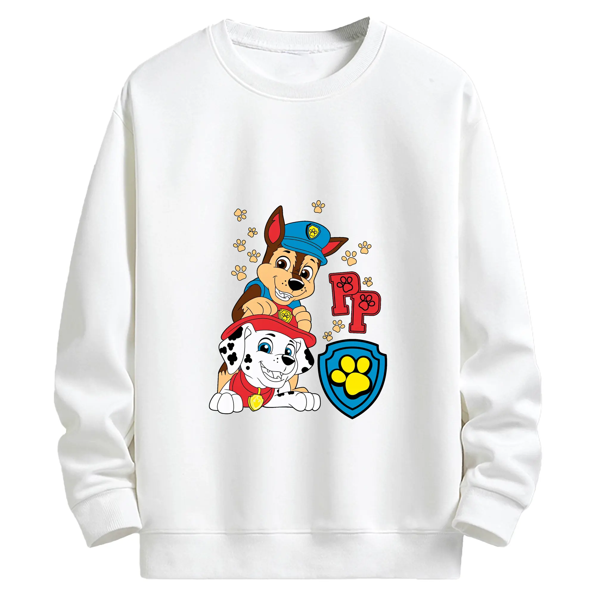 パウ・パトロール グッズ チェイス - キッズ クルーネックスウェットシャツ ・ フロントプリント ・ 綿80％ ポリエステル20％ ・ 快適 通学 スポーツ 日常使い お散歩用
