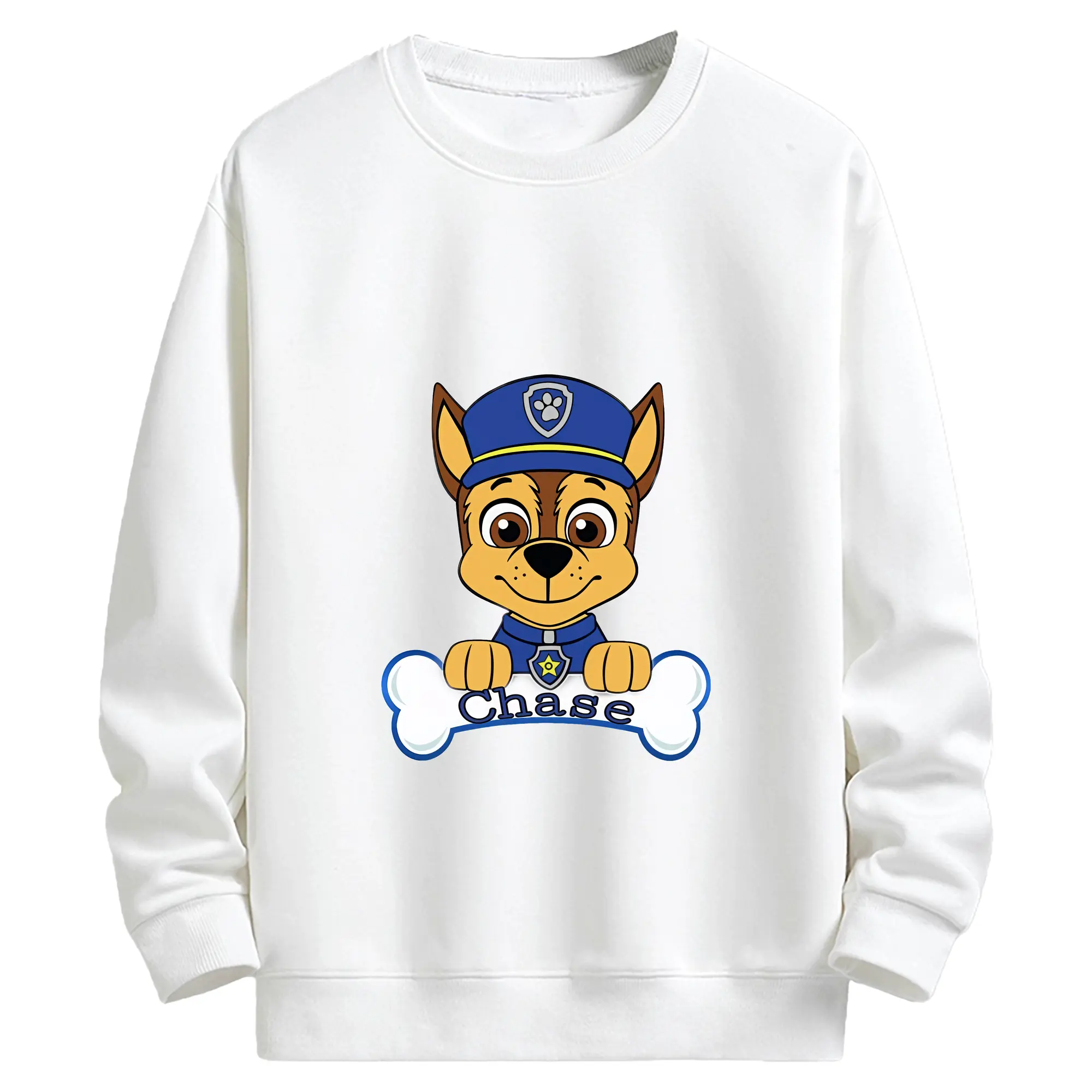 パウ・パトロール グッズ チェイス - キッズ クルーネックスウェットシャツ ・ フロントプリント ・ 綿80％ ポリエステル20％ ・ 快適 通学 スポーツ 日常使い お散歩用