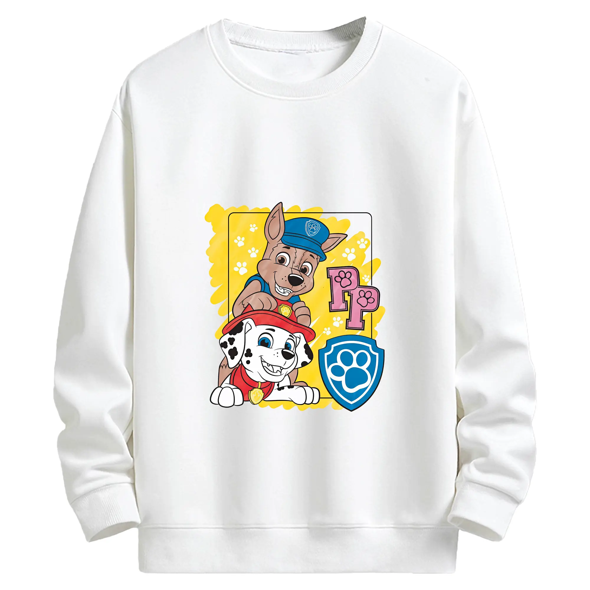 パウ・パトロール グッズ チェイス - キッズ クルーネックスウェットシャツ ・ フロントプリント ・ 綿80％ ポリエステル20％ ・ 快適 通学 スポーツ 日常使い お散歩用