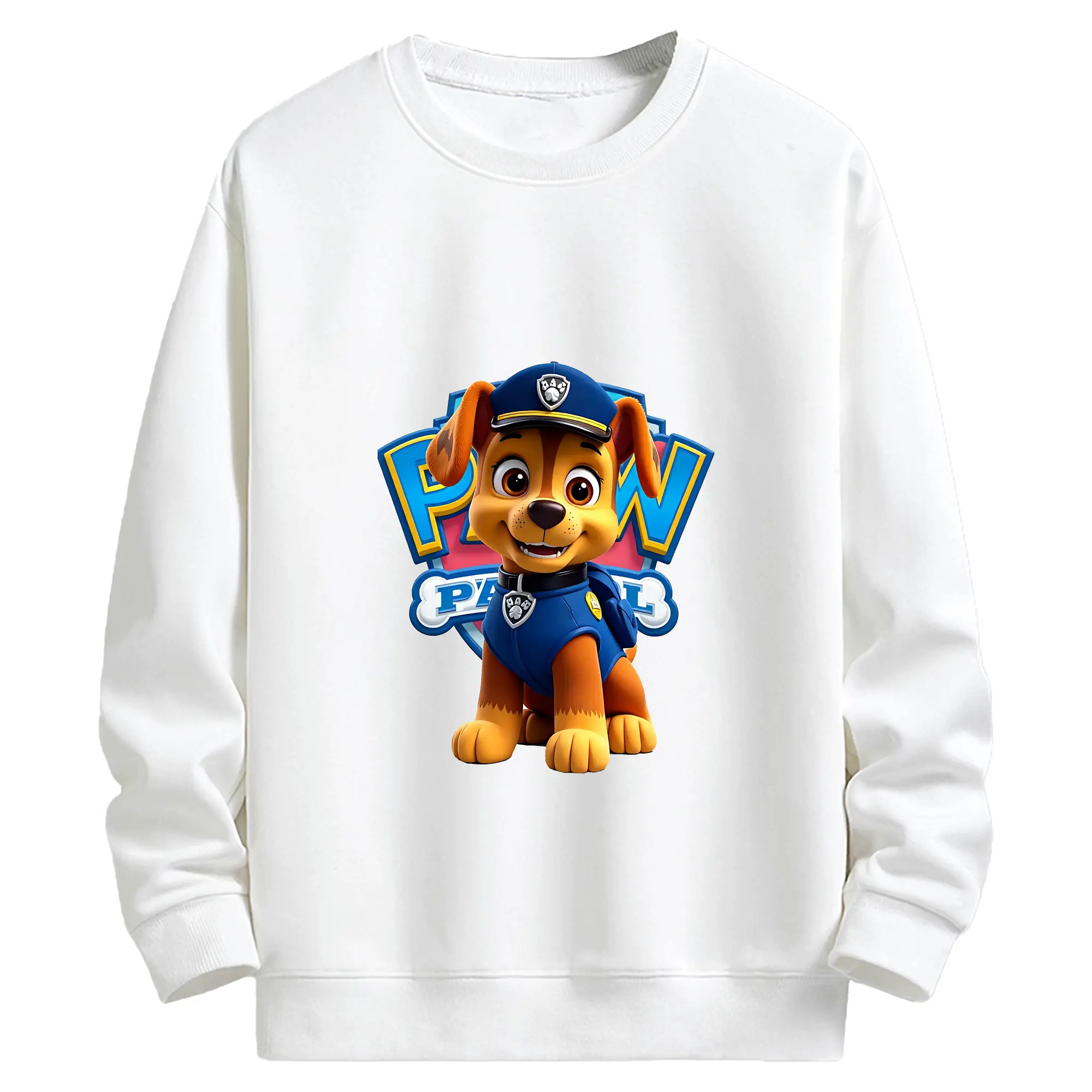 パウ・パトロール グッズ チェイス - キッズ クルーネックスウェットシャツ ・ フロントプリント ・ 綿80％ ポリエステル20％ ・ 快適 通学 スポーツ 日常使い お散歩用