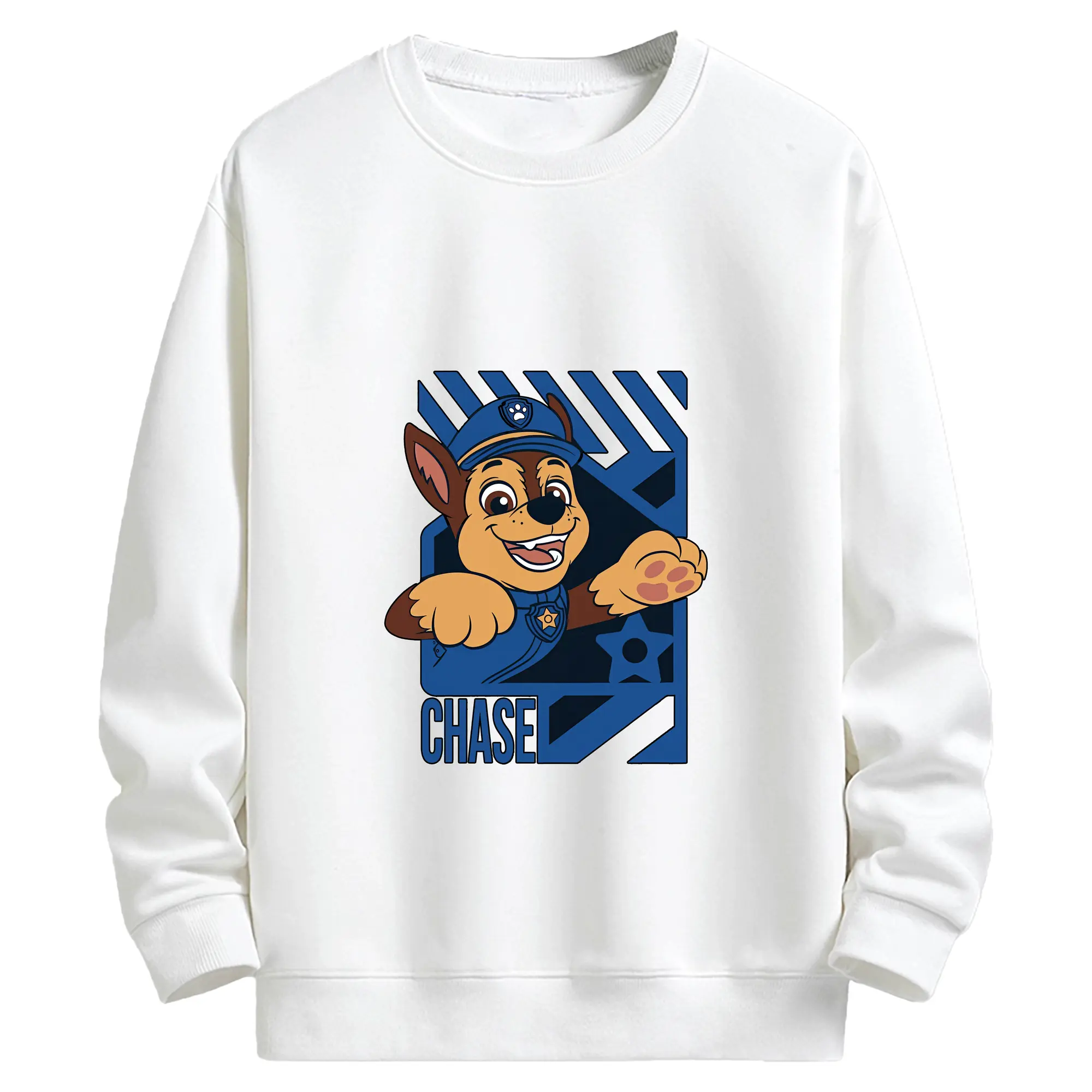 パウ・パトロール グッズ チェイス - キッズ クルーネックスウェットシャツ ・ フロントプリント ・ 綿80％ ポリエステル20％ ・ 快適 通学 スポーツ 日常使い お散歩用