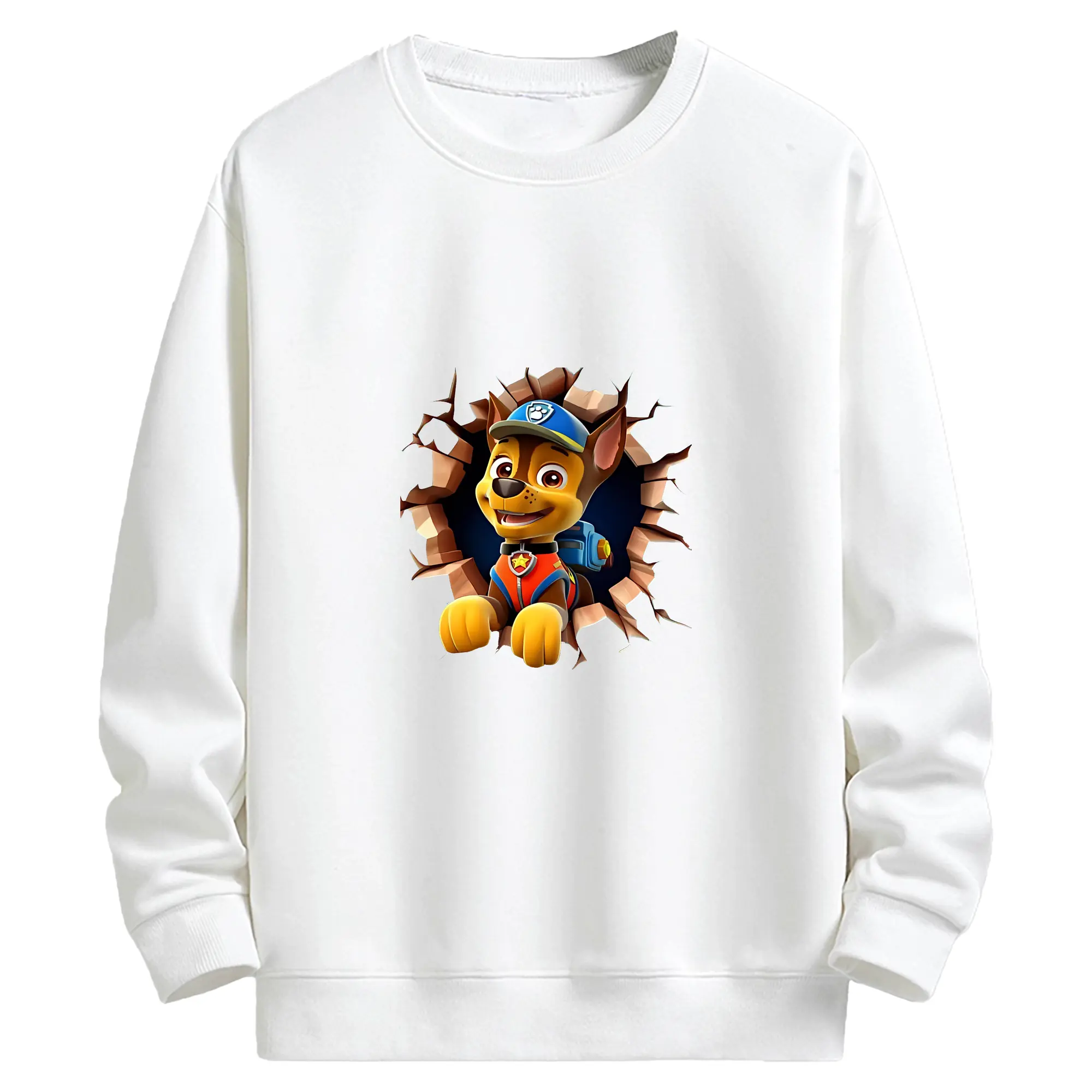 パウ・パトロール グッズ チェイス - キッズ クルーネックスウェットシャツ ・ フロントプリント ・ 綿80％ ポリエステル20％ ・ 快適 通学 スポーツ 日常使い お散歩用