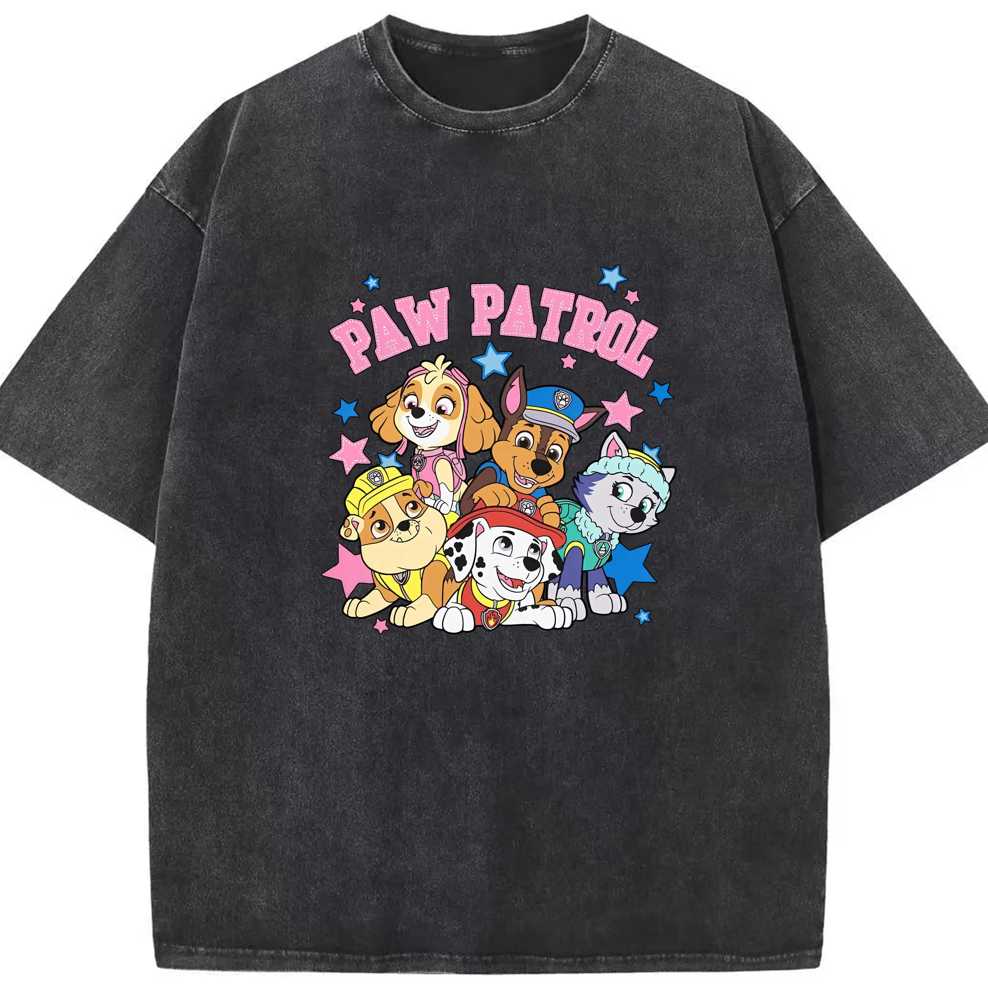 パウ・パトロール グッズ チェイス - 綿100％ ヴィンテージ風 半袖Tシャツ ・ フロントプリント ・ 柔らか肌触り ・ 通気性 快適 ・ スポーツ カジュアル 外出用
