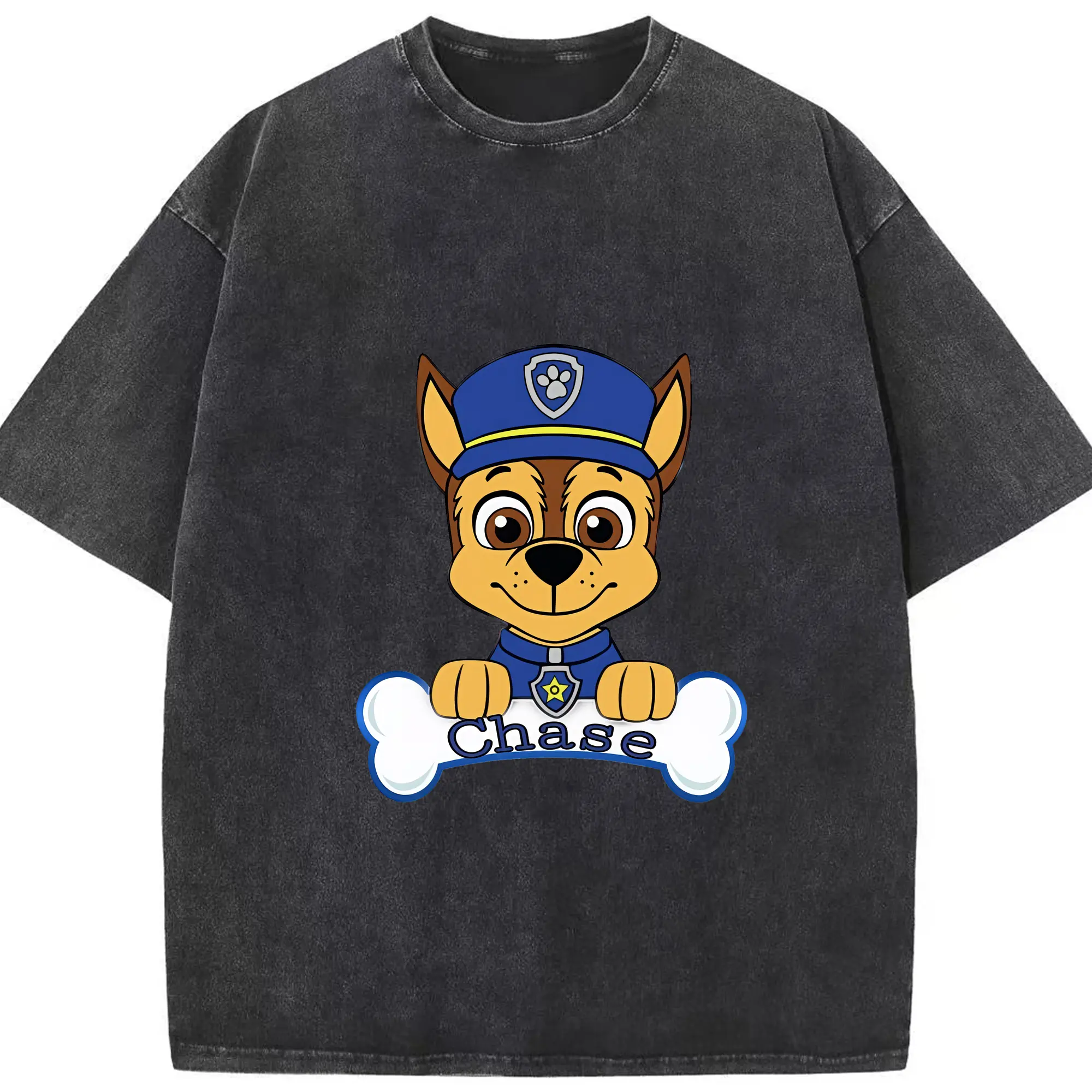 パウ・パトロール グッズ チェイス - 綿100％ ヴィンテージ風 半袖Tシャツ ・ フロントプリント ・ 柔らか肌触り ・ 通気性 快適 ・ スポーツ カジュアル 外出用