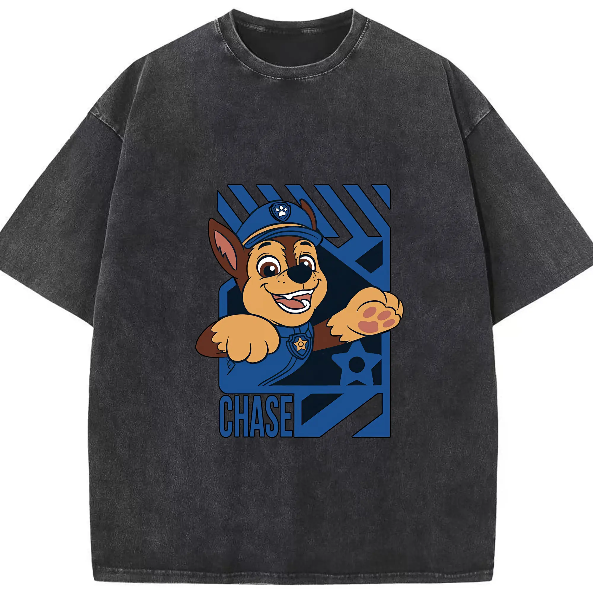 パウ・パトロール グッズ チェイス - 綿100％ ヴィンテージ風 半袖Tシャツ ・ フロントプリント ・ 柔らか肌触り ・ 通気性 快適 ・ スポーツ カジュアル 外出用