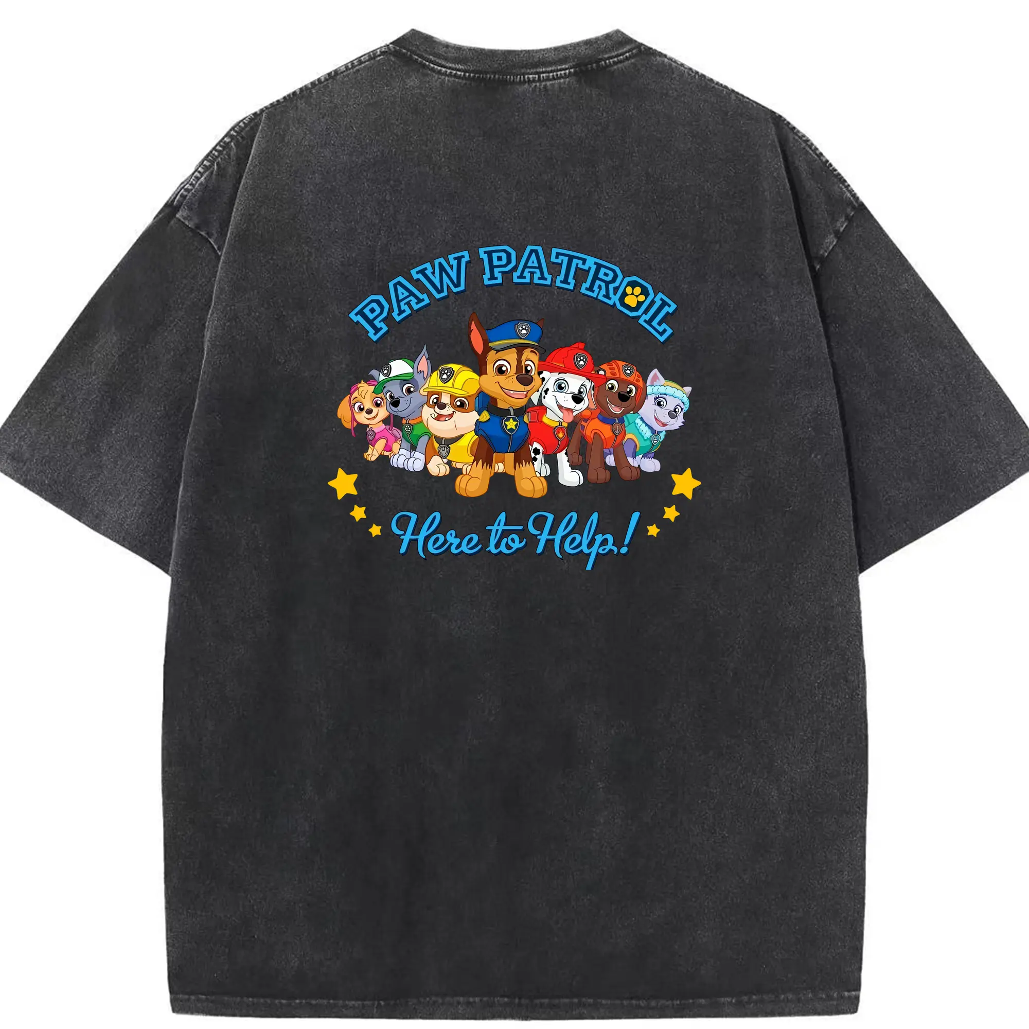 パウ・パトロール グッズ チェイス - 綿100％ ヴィンテージ風 半袖Tシャツ ・ 背面プリント ・ 柔らか肌触り ・ 通気性 快適 ・ スポーツ カジュアル 外出用