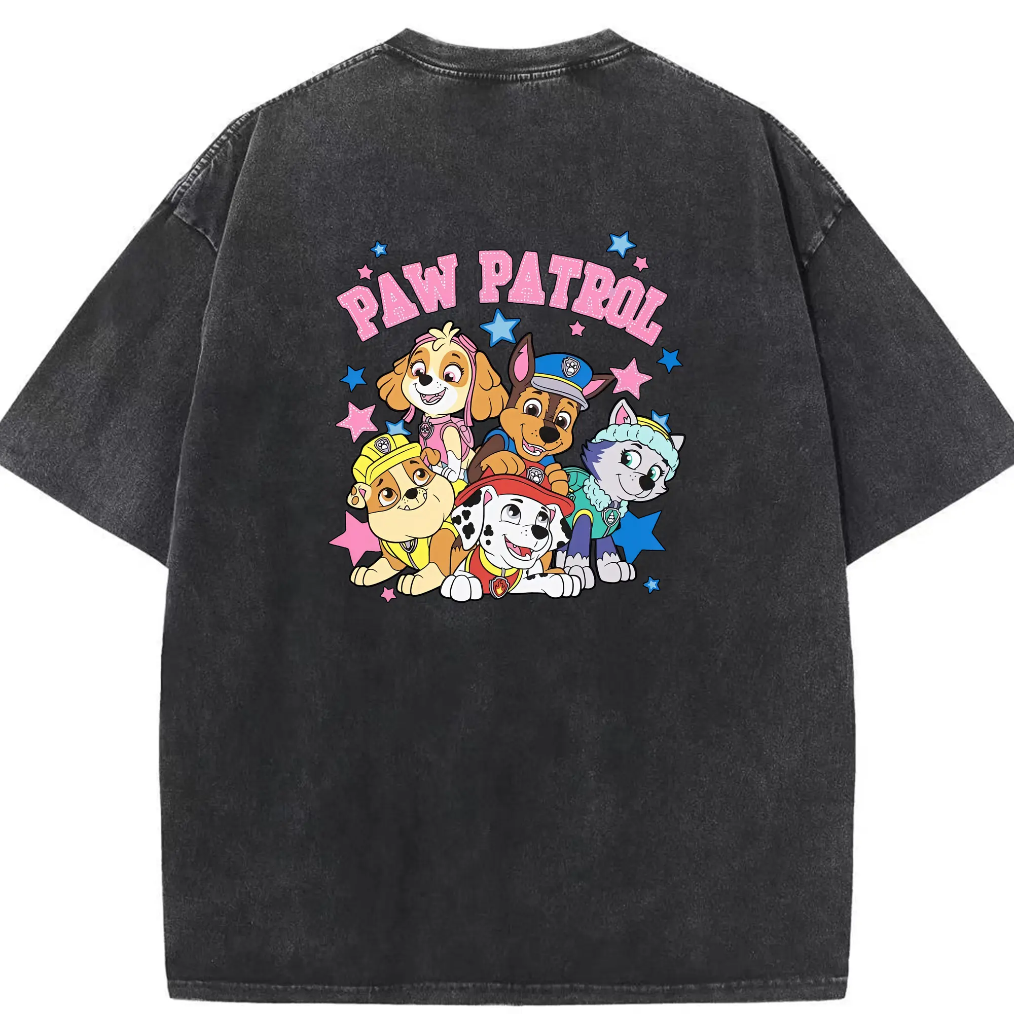 パウ・パトロール グッズ チェイス - 綿100％ ヴィンテージ風 半袖Tシャツ ・ 背面プリント ・ 柔らか肌触り ・ 通気性 快適 ・ スポーツ カジュアル 外出用