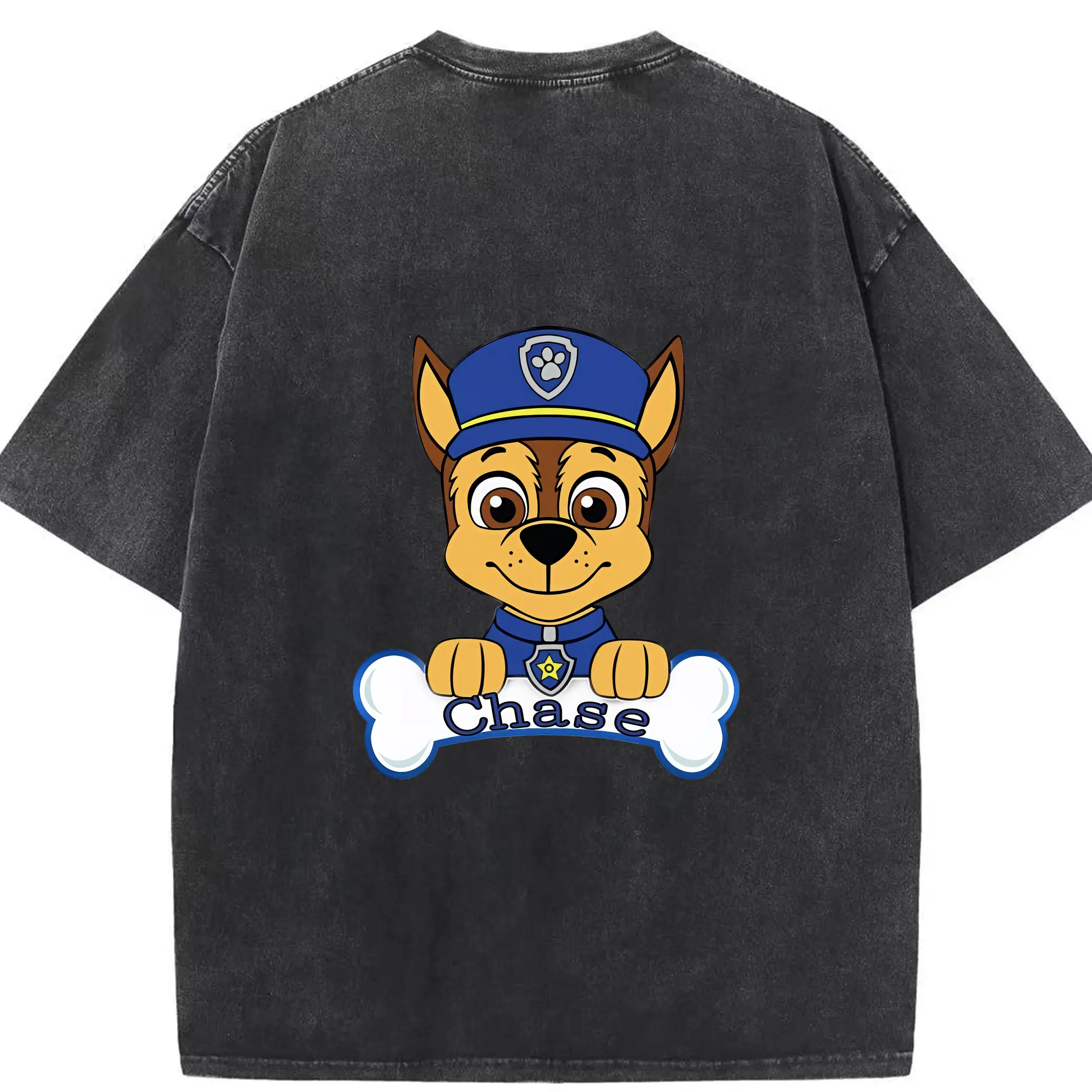 パウ・パトロール グッズ チェイス - 綿100％ ヴィンテージ風 半袖Tシャツ ・ 背面プリント ・ 柔らか肌触り ・ 通気性 快適 ・ スポーツ カジュアル 外出用