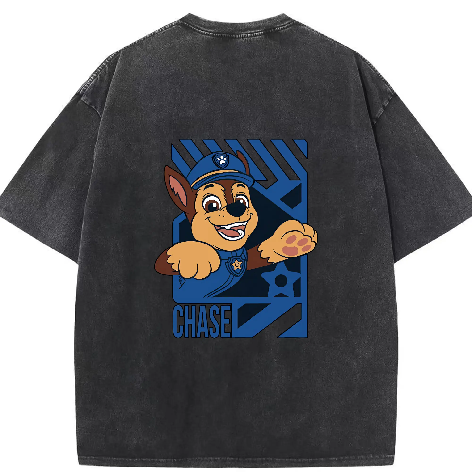 パウ・パトロール グッズ チェイス - 綿100％ ヴィンテージ風 半袖Tシャツ ・ 背面プリント ・ 柔らか肌触り ・ 通気性 快適 ・ スポーツ カジュアル 外出用