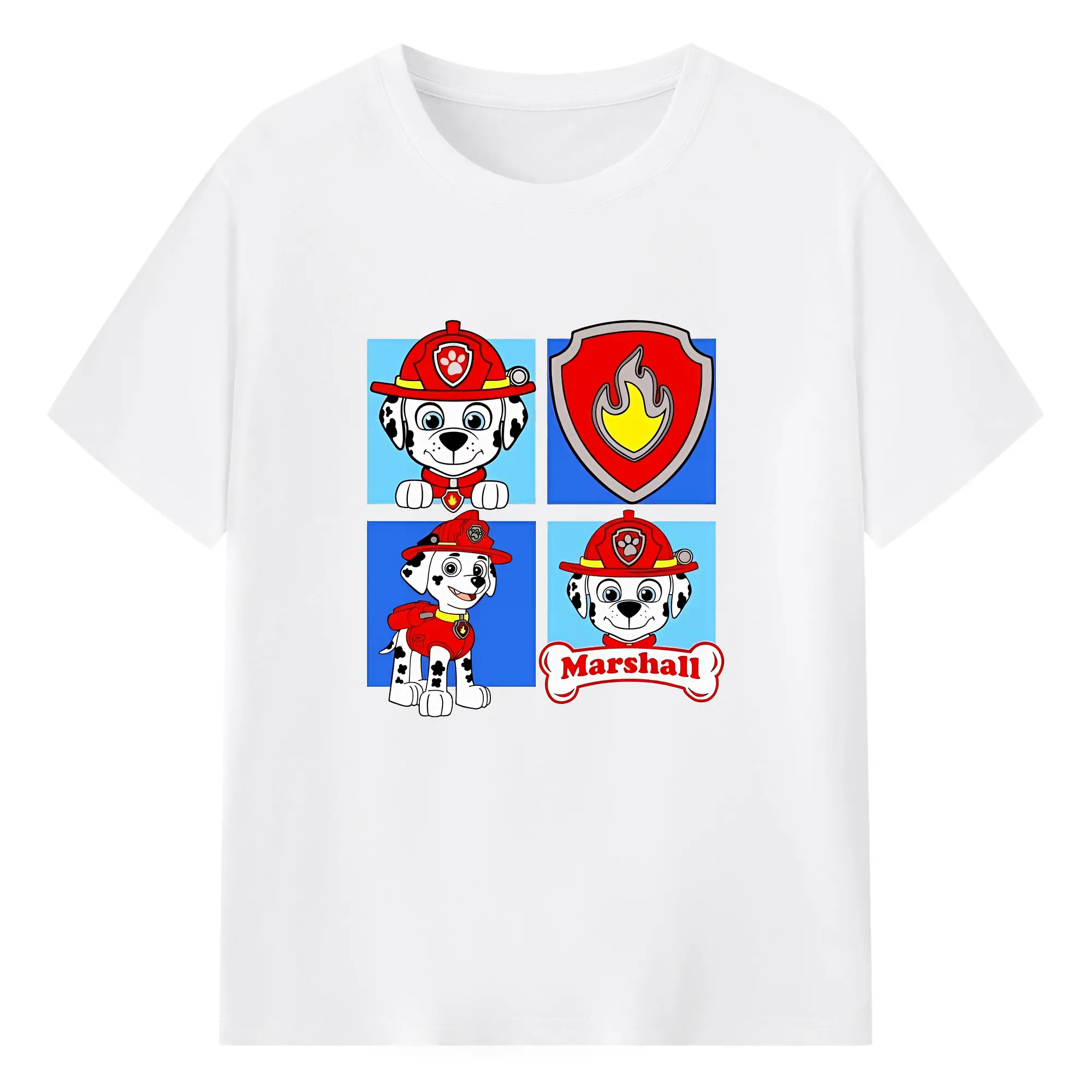 パウ・パトロール グッズ マーシャル - 綿100％ 半袖Tシャツ ・ フロントプリント ・ 快適 通気性 ・ 日常使い 散歩 スポーツ用