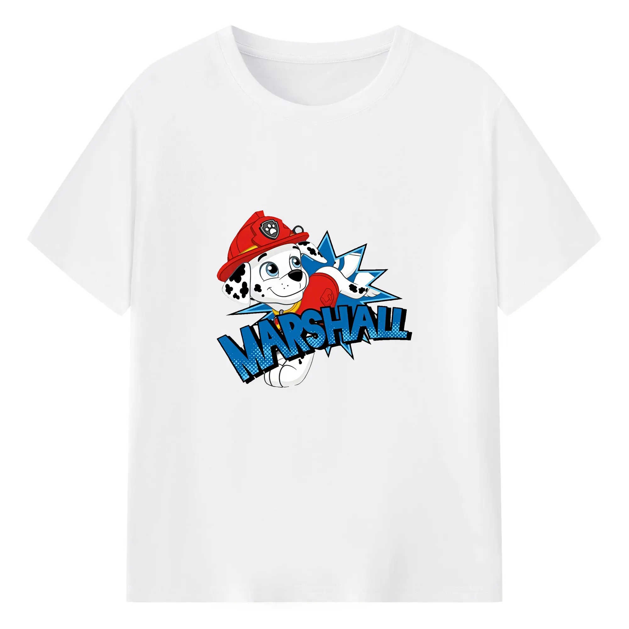 パウ・パトロール グッズ マーシャル - 綿100％ 半袖Tシャツ ・ フロントプリント ・ 快適 通気性 ・ 日常使い 散歩 スポーツ用