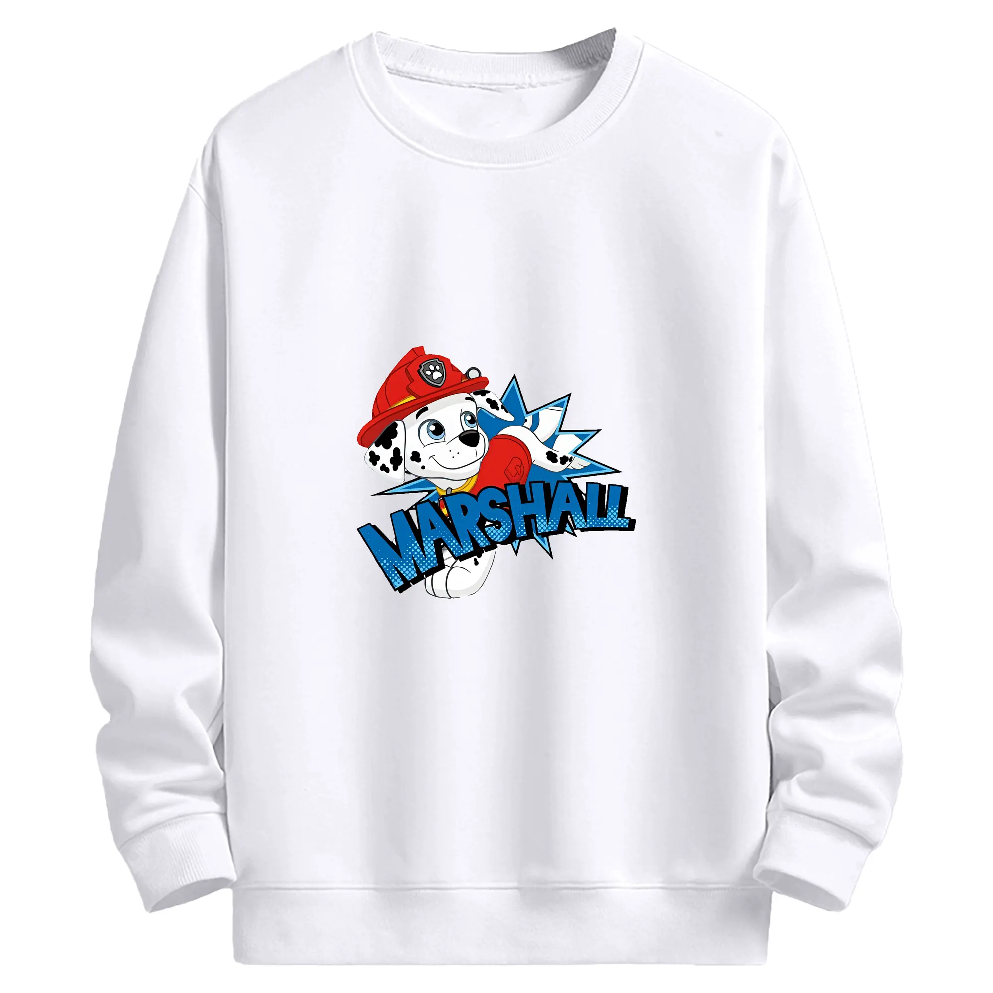 パウ・パトロール グッズ マーシャル - 高品質 クルーネック スウェット ・ コットン59％ ポリエステル41％ ・ ユニセックス 長袖 トレーナー ・ カジュアル デイリー スポーツ 散歩用
