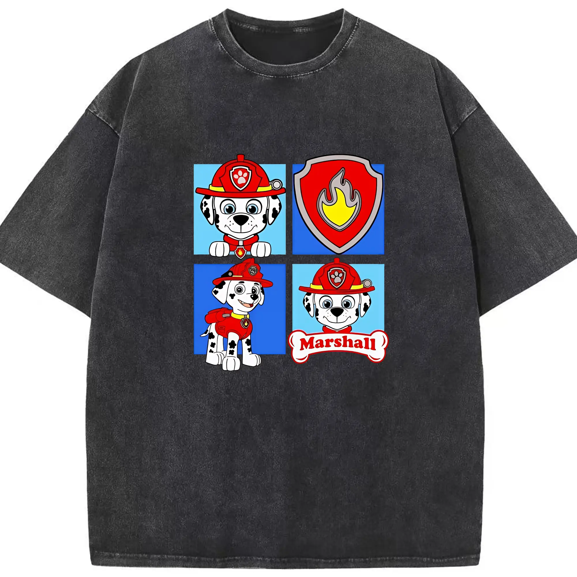 パウ・パトロール グッズ マーシャル - 綿100％ ヴィンテージ風 半袖Tシャツ ・ フロントプリント ・ 柔らか肌触り ・ 通気性 快適 ・ スポーツ カジュアル 外出用