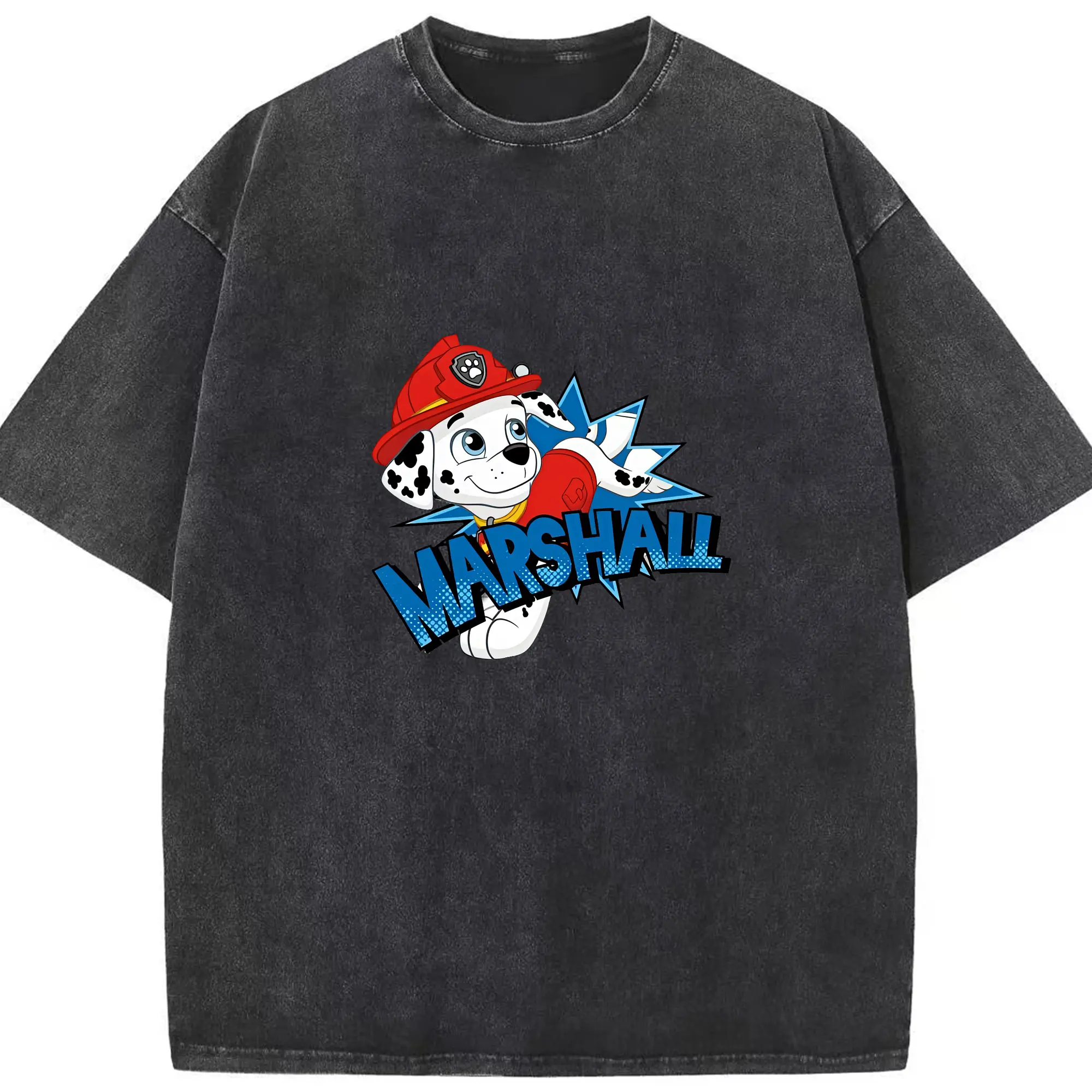 パウ・パトロール グッズ マーシャル - 綿100％ ヴィンテージ風 半袖Tシャツ ・ フロントプリント ・ 柔らか肌触り ・ 通気性 快適 ・ スポーツ カジュアル 外出用