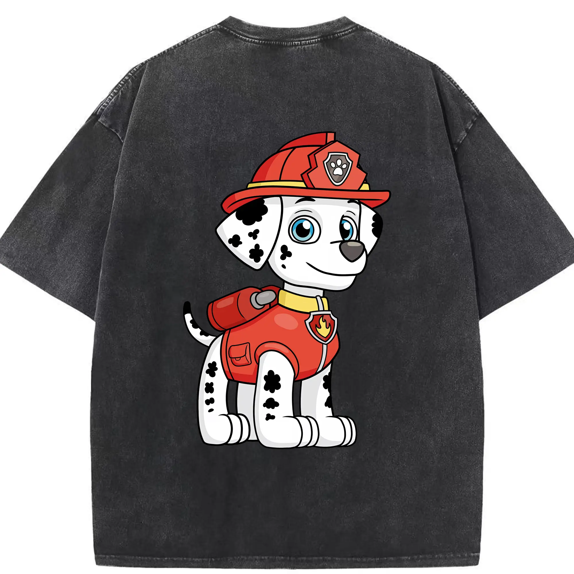 パウ・パトロール グッズ マーシャル - 綿100％ ヴィンテージ風 半袖Tシャツ ・ 背面プリント ・ 柔らか肌触り ・ 通気性 快適 ・ スポーツ カジュアル 外出用