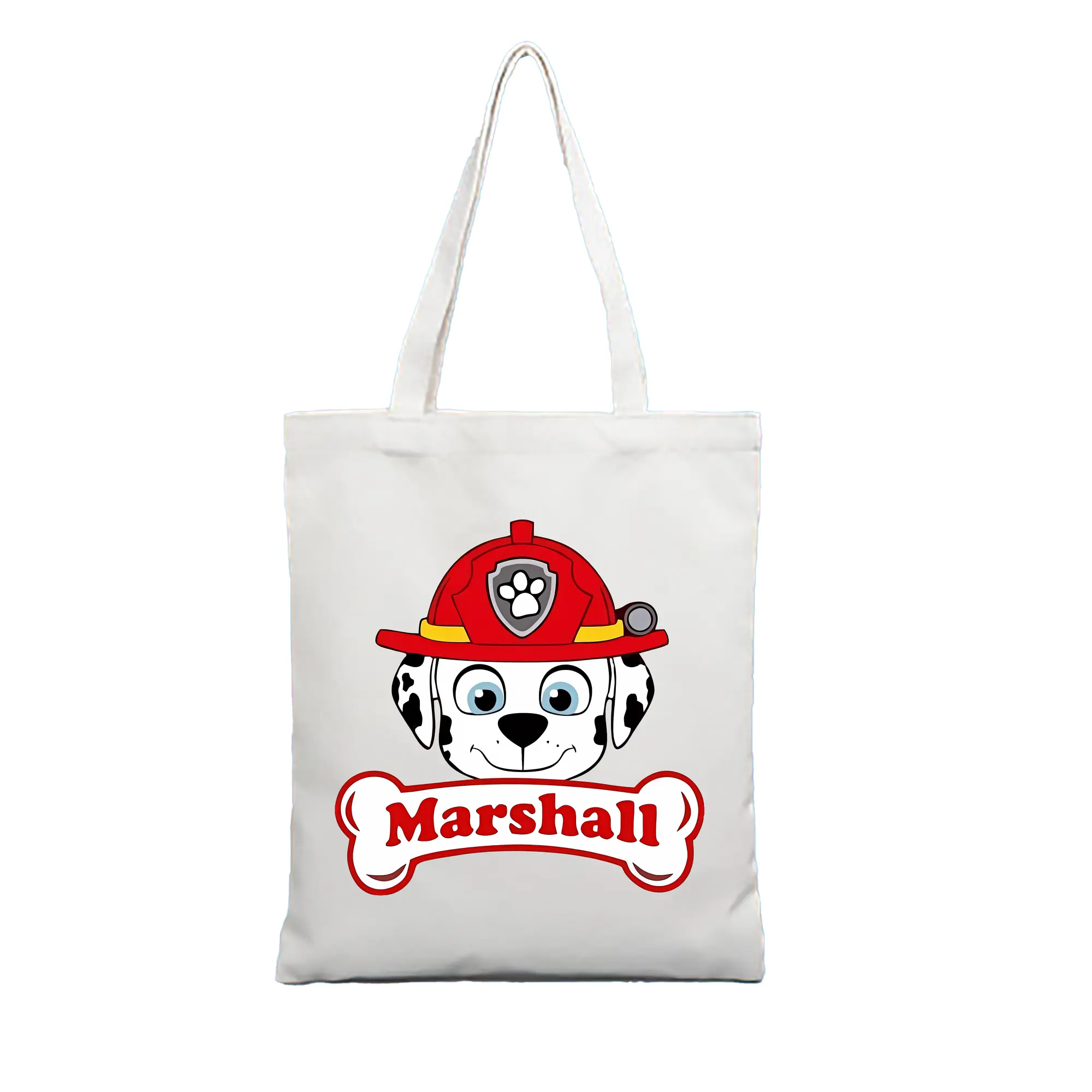 パウ・パトロール グッズ マーシャル - 縦型キャンバス手提げバッグ（トートバッグ） ・ キャンバス素材 ・ ショッピング用 ・ 軽量 丈夫 お手入れ簡単
