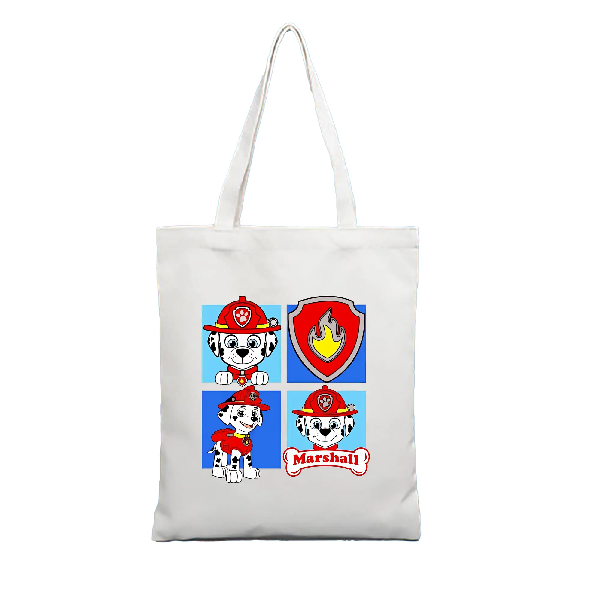 パウ・パトロール グッズ マーシャル - 縦型キャンバス手提げバッグ（トートバッグ） ・ キャンバス素材 ・ ショッピング用 ・ 軽量 丈夫 お手入れ簡単