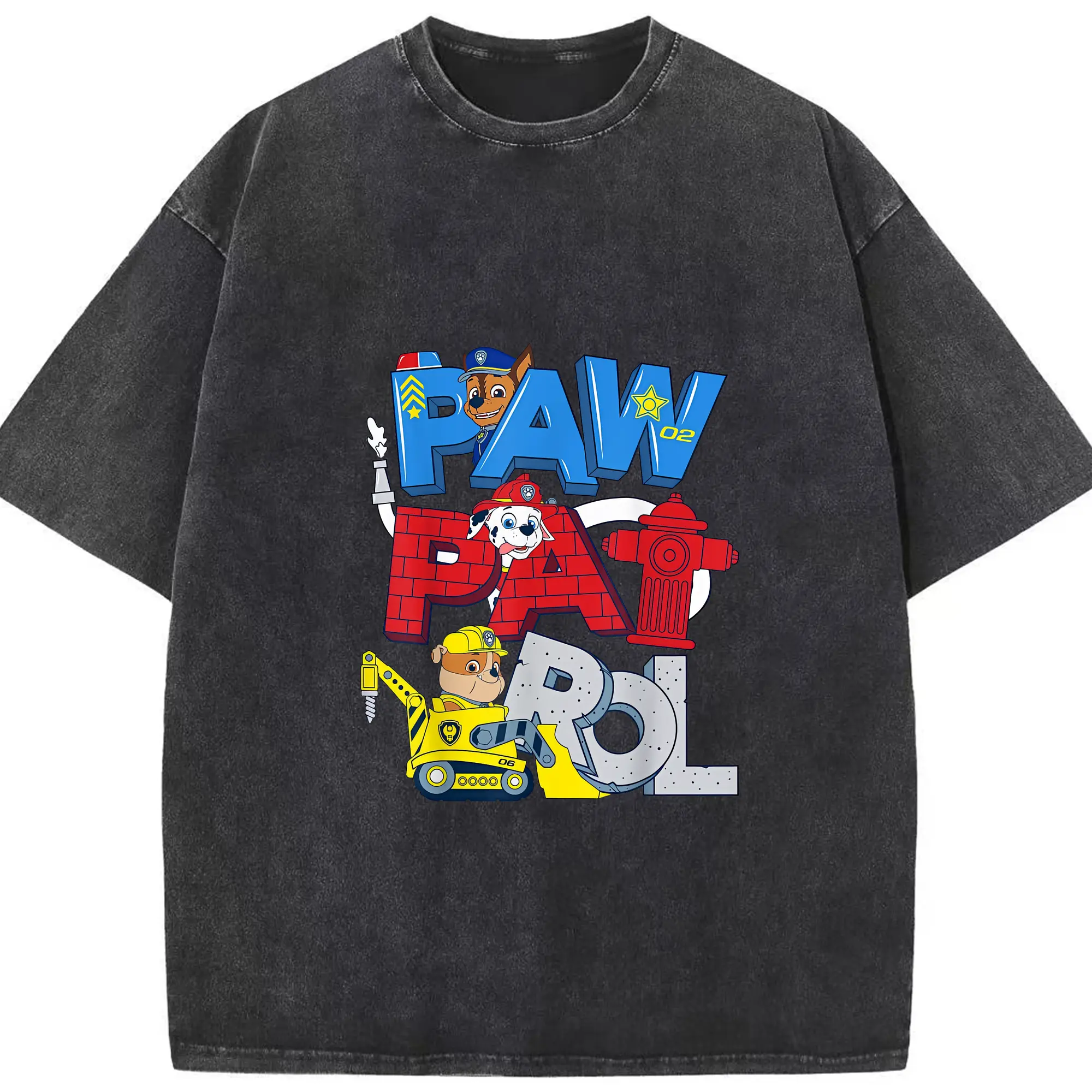 パウ・パトロール グッズ ラブル - 綿100％ ヴィンテージ風 半袖Tシャツ ・ フロントプリント ・ 柔らか肌触り ・ 通気性 快適 ・ スポーツ カジュアル 外出用