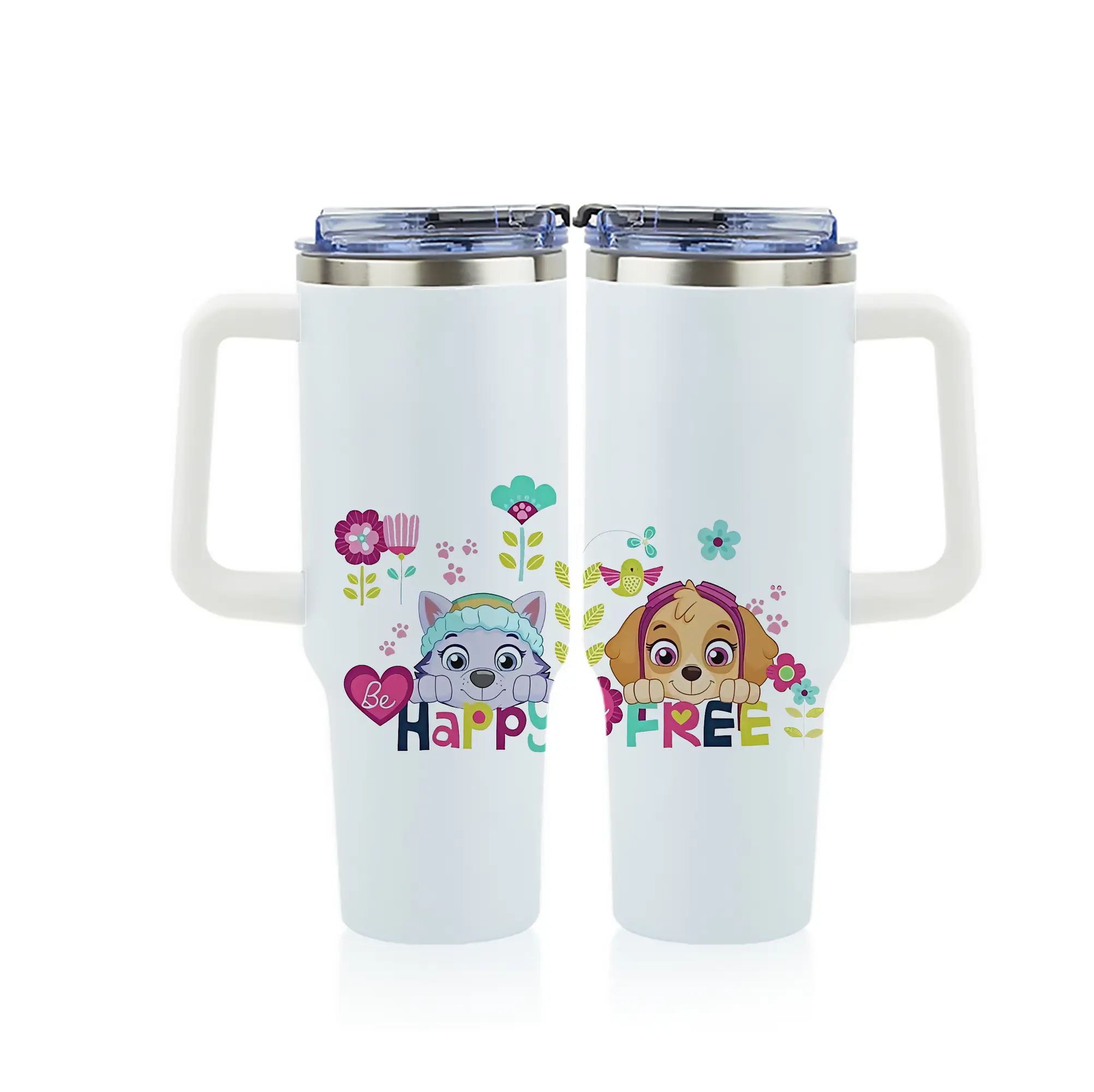 パウ・パトロール グッズ,スカイ - 1200mL フルプリント車用タンブラー ・ 304ステンレス 内側 ・ 201ステンレス 外側 ・ 保温 保冷 ・ 通勤 ドライブ アウトドア用