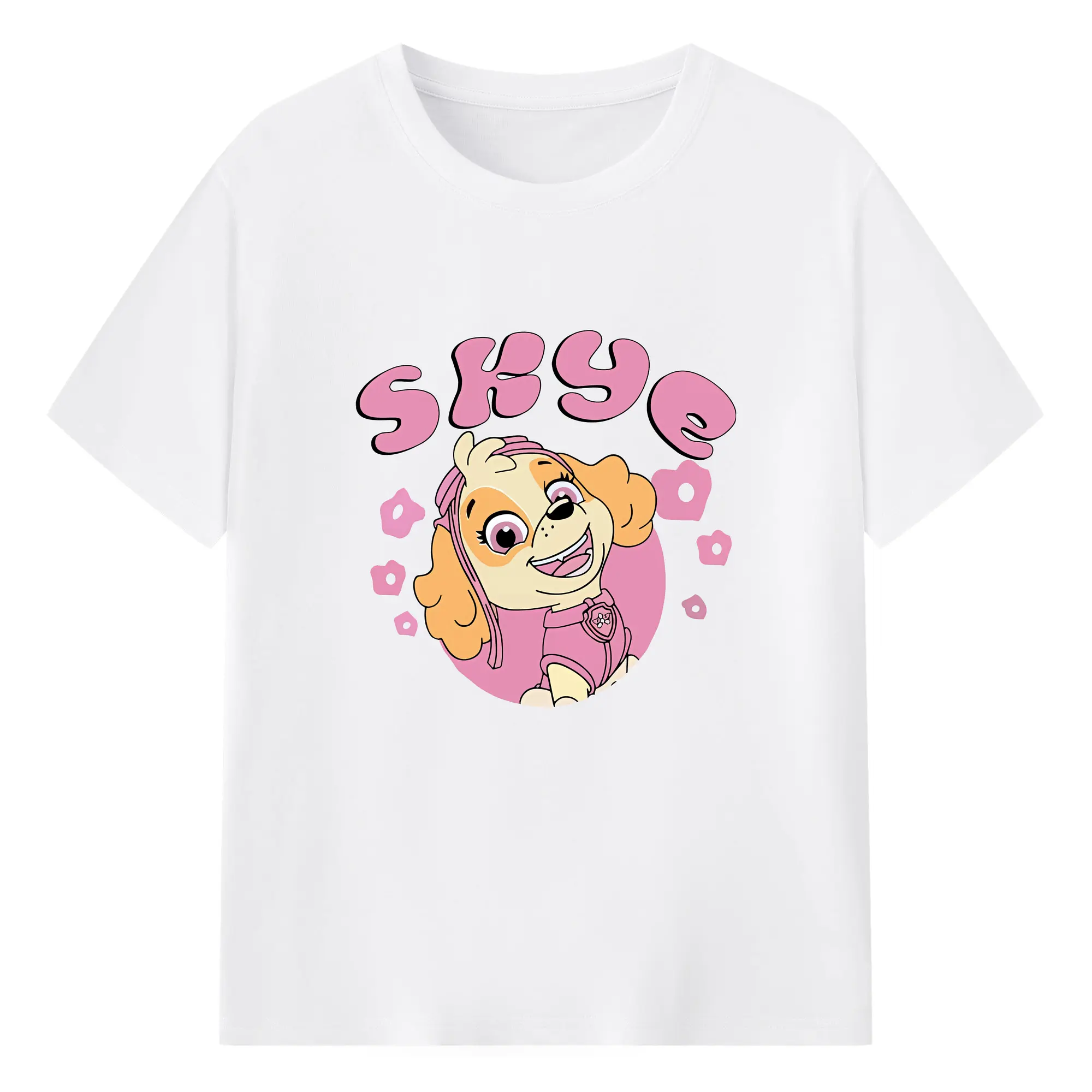 パウ・パトロール グッズ,スカイ - 綿100％ 半袖Tシャツ ・ フロントプリント ・ 快適 通気性 ・ 日常使い 散歩 スポーツ用