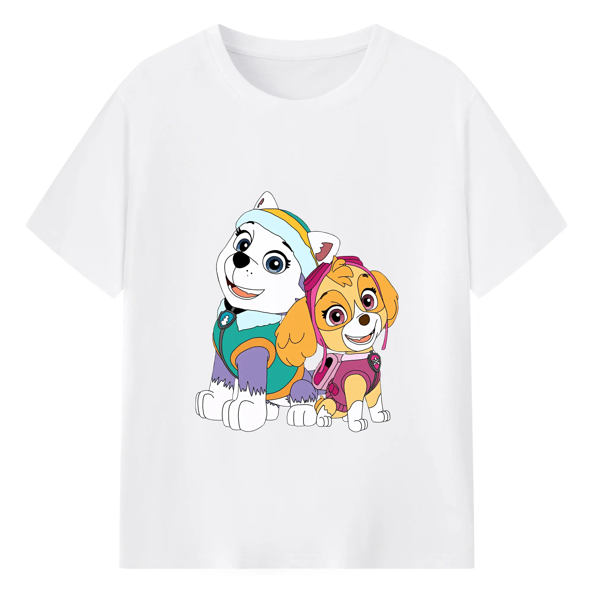 パウ・パトロール グッズ,スカイ - 綿100％ 半袖Tシャツ ・ フロントプリント ・ 快適 通気性 ・ 日常使い 散歩 スポーツ用