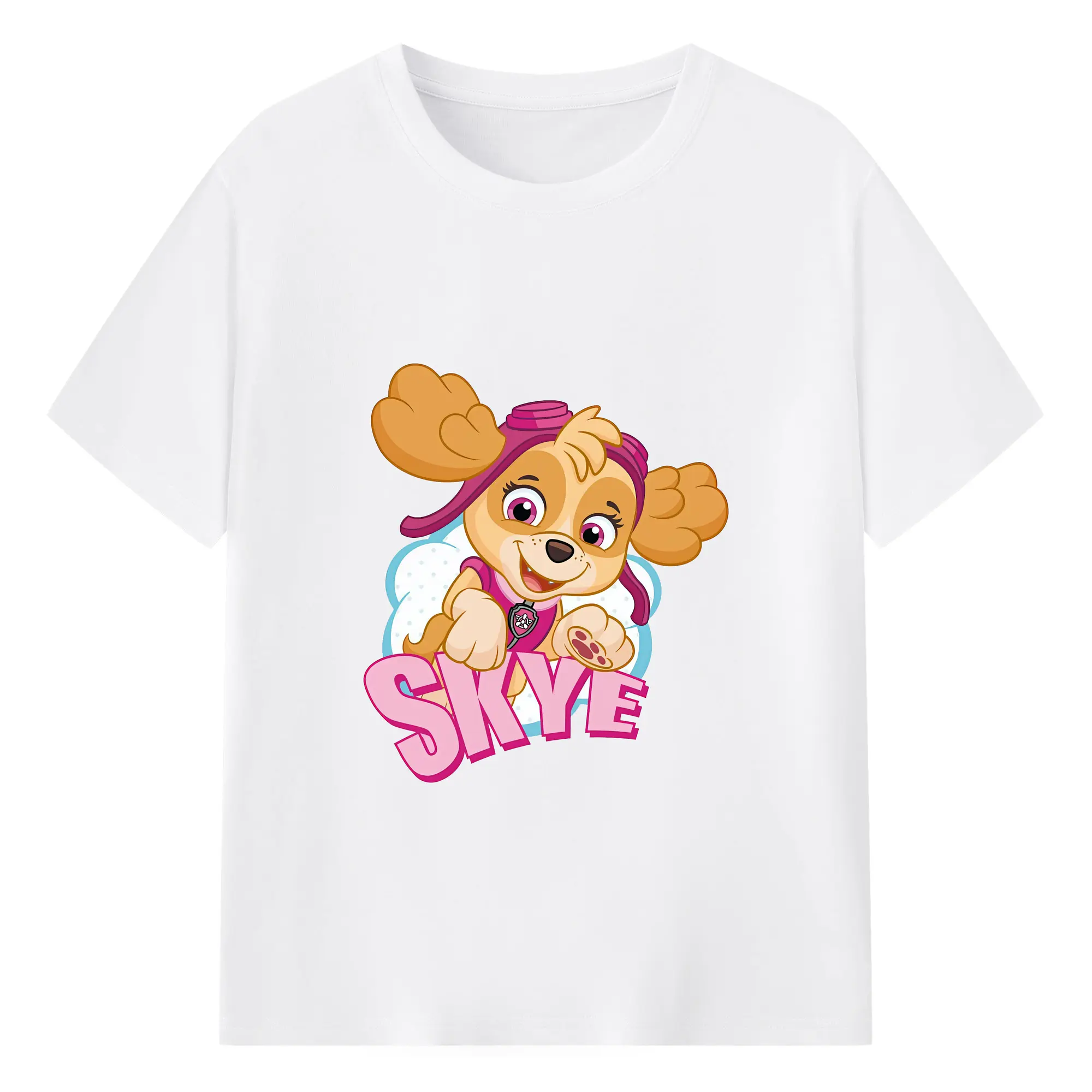 パウ・パトロール グッズ,スカイ - 綿100％ 半袖Tシャツ ・ フロントプリント ・ 快適 通気性 ・ 日常使い 散歩 スポーツ用