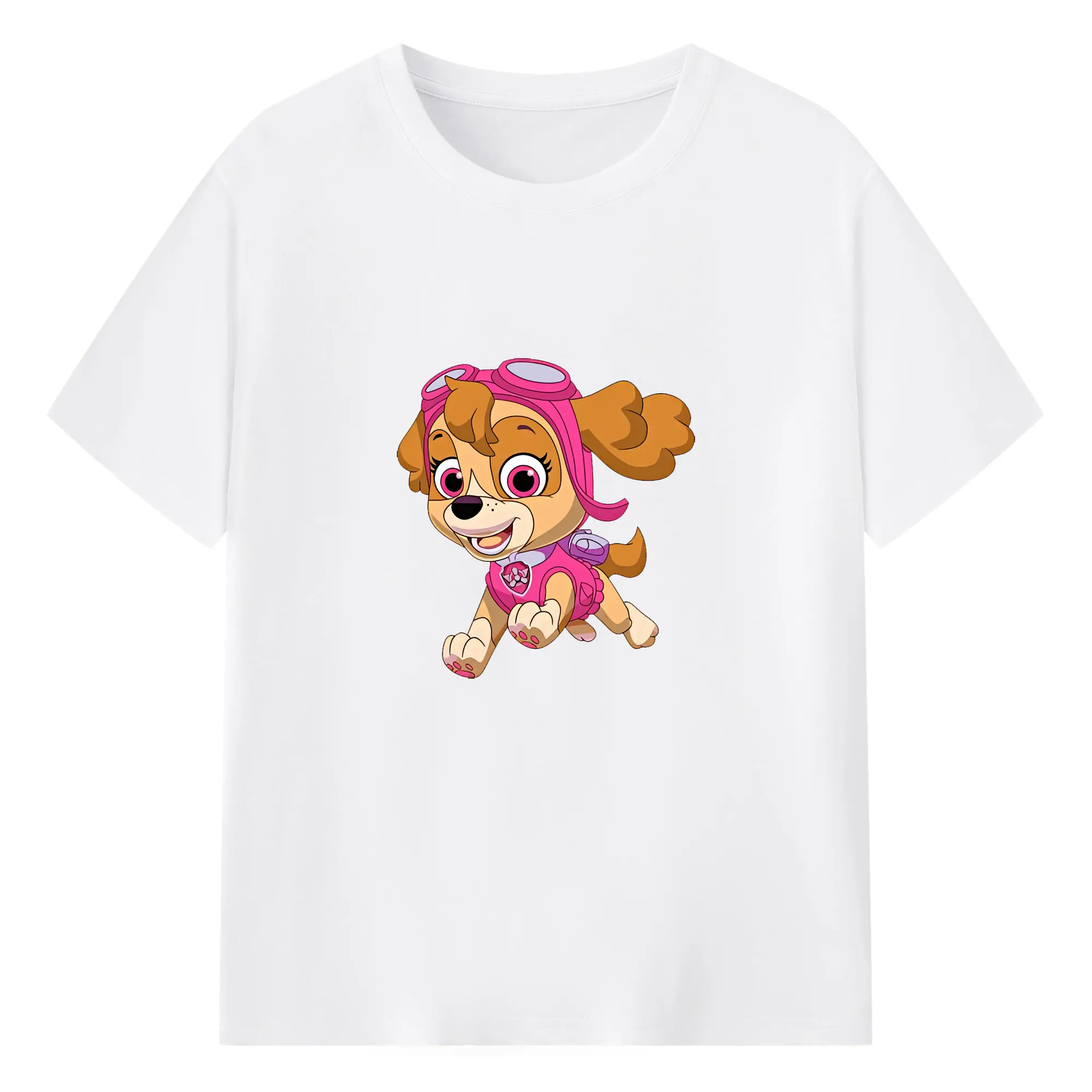 パウ・パトロール グッズ,スカイ - 綿100％ 半袖Tシャツ ・ フロントプリント ・ 快適 通気性 ・ 日常使い 散歩 スポーツ用