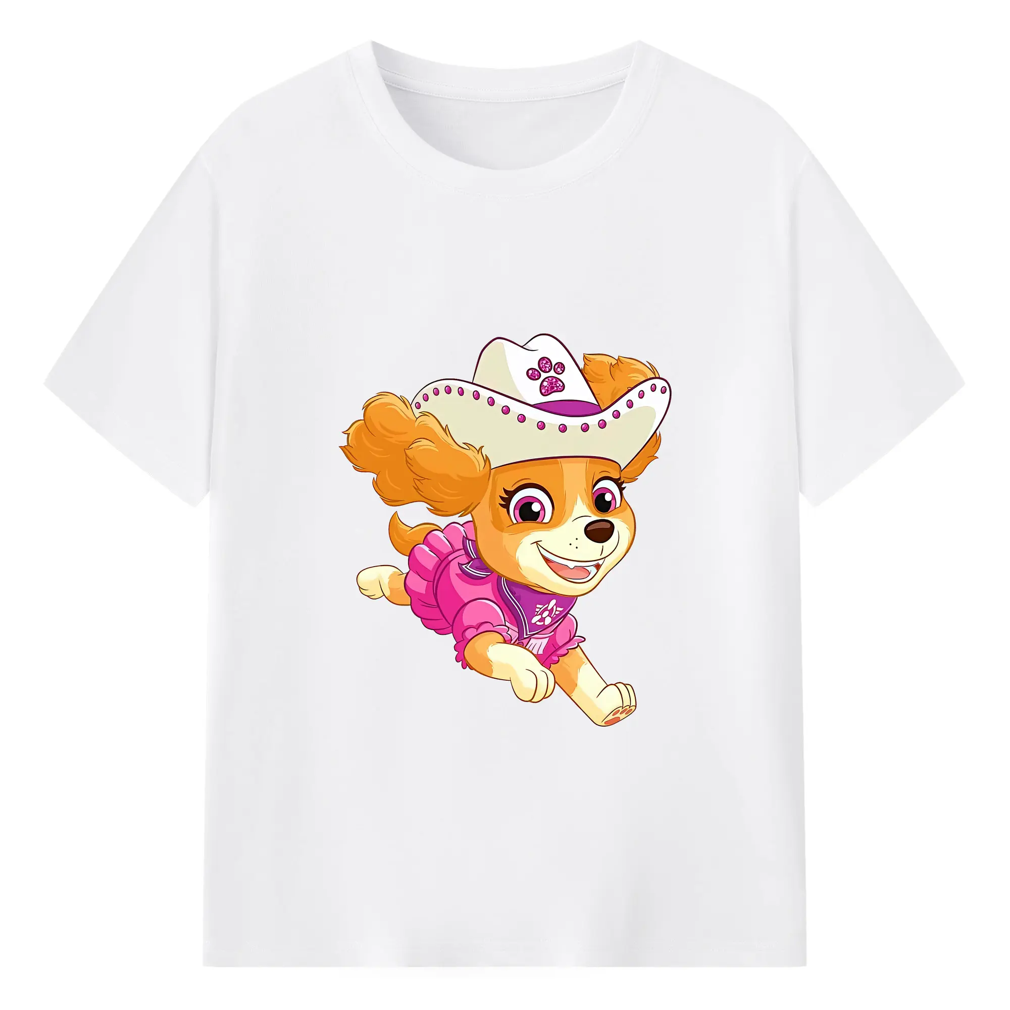 パウ・パトロール グッズ,スカイ - 綿100％ 半袖Tシャツ ・ フロントプリント ・ 快適 通気性 ・ 日常使い 散歩 スポーツ用