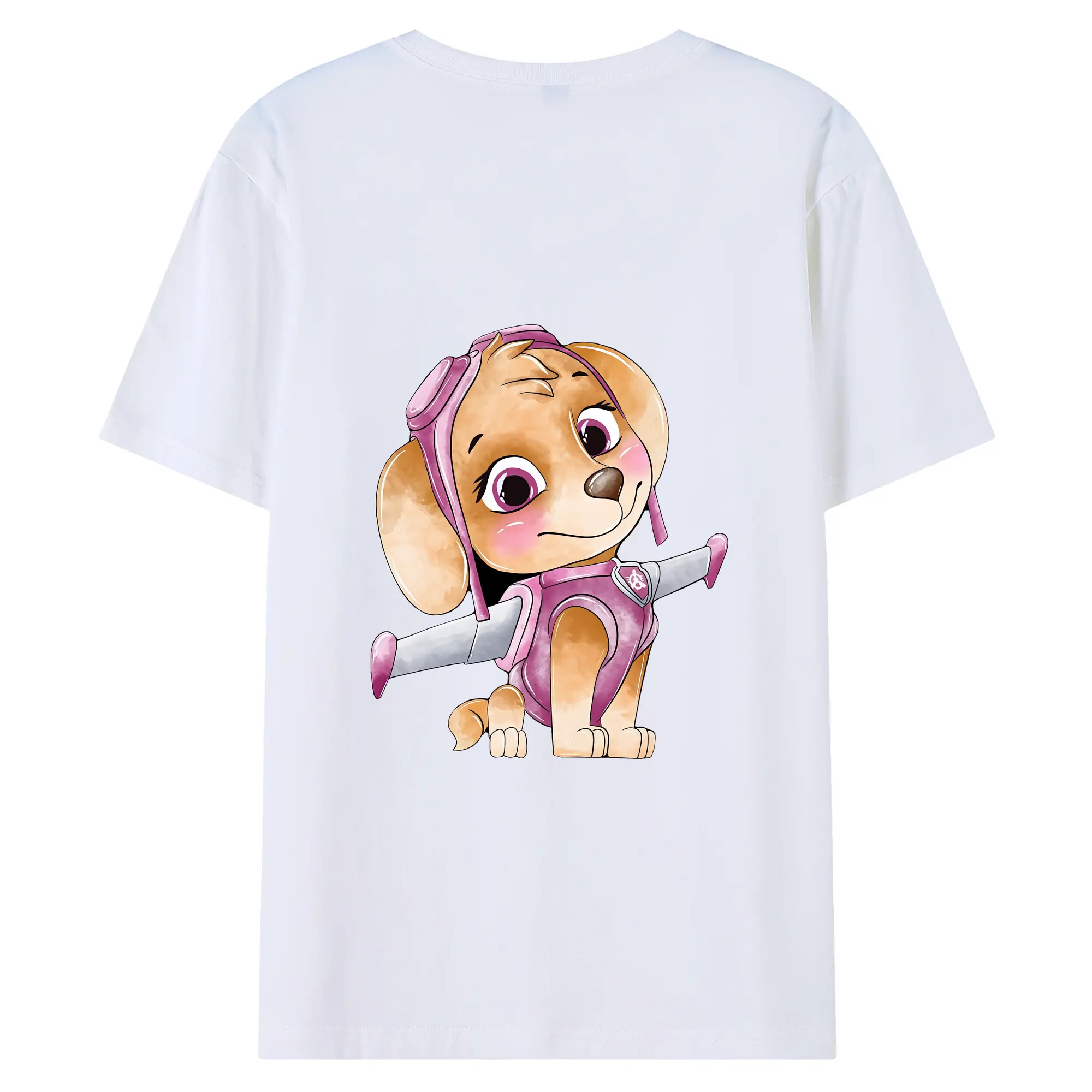 パウ・パトロール グッズ,スカイ - 綿100％ 半袖Tシャツ ・ バックプリント ・ 快適 通気性 ・ 日常使い 散歩 スポーツ用