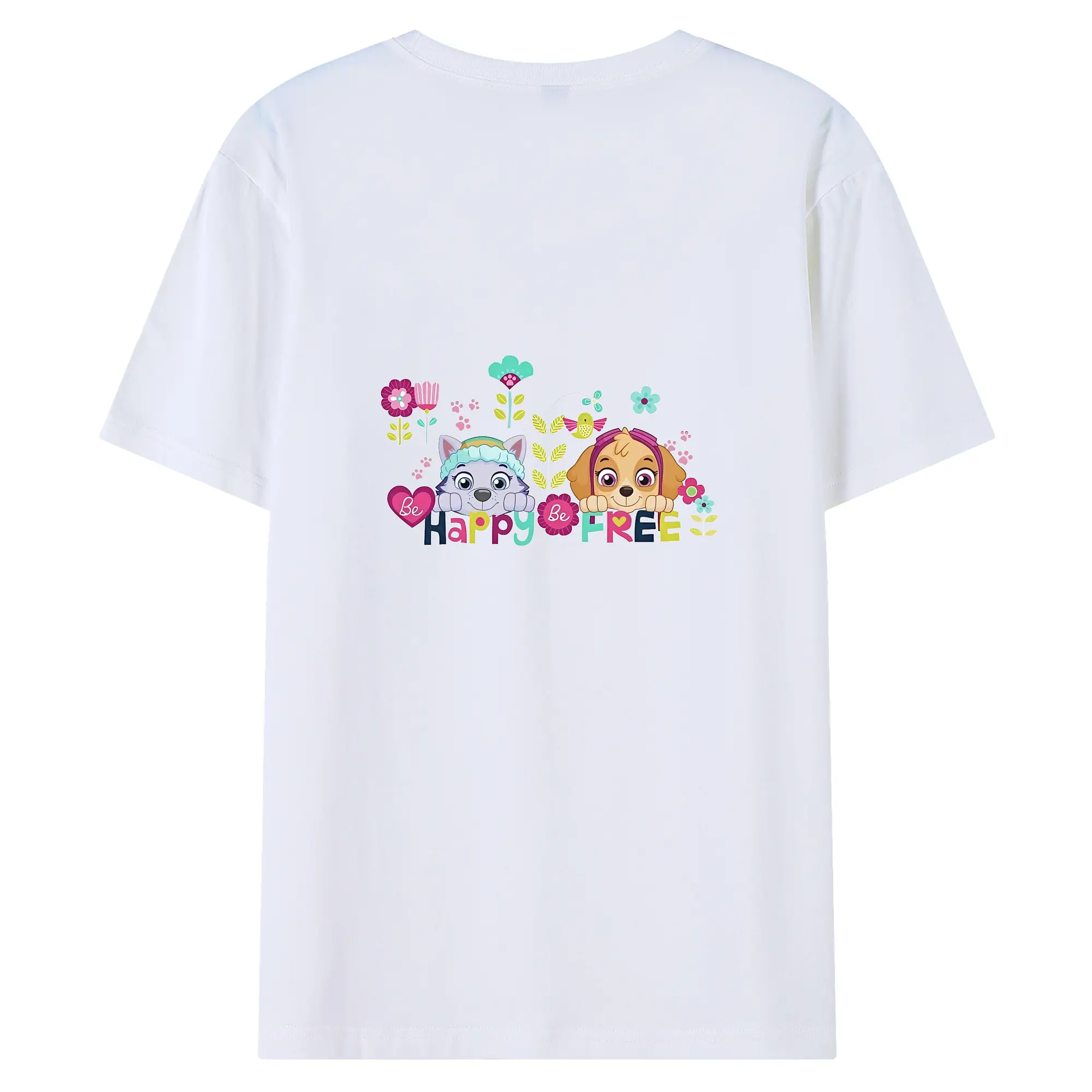 パウ・パトロール グッズ,スカイ - 綿100％ 半袖Tシャツ ・ バックプリント ・ 快適 通気性 ・ 日常使い 散歩 スポーツ用