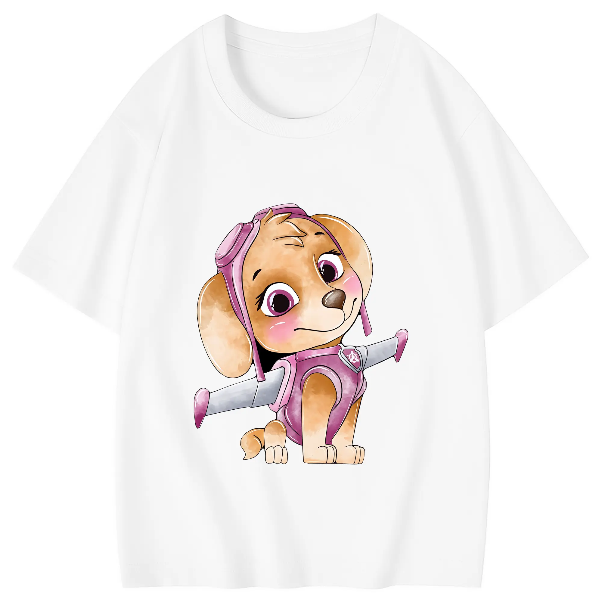 パウ・パトロール グッズ,スカイ - 綿100％ キッズTシャツ ・ フロントプリント ・ 快適 通気性 ・ スポーツ カジュアル 散歩用