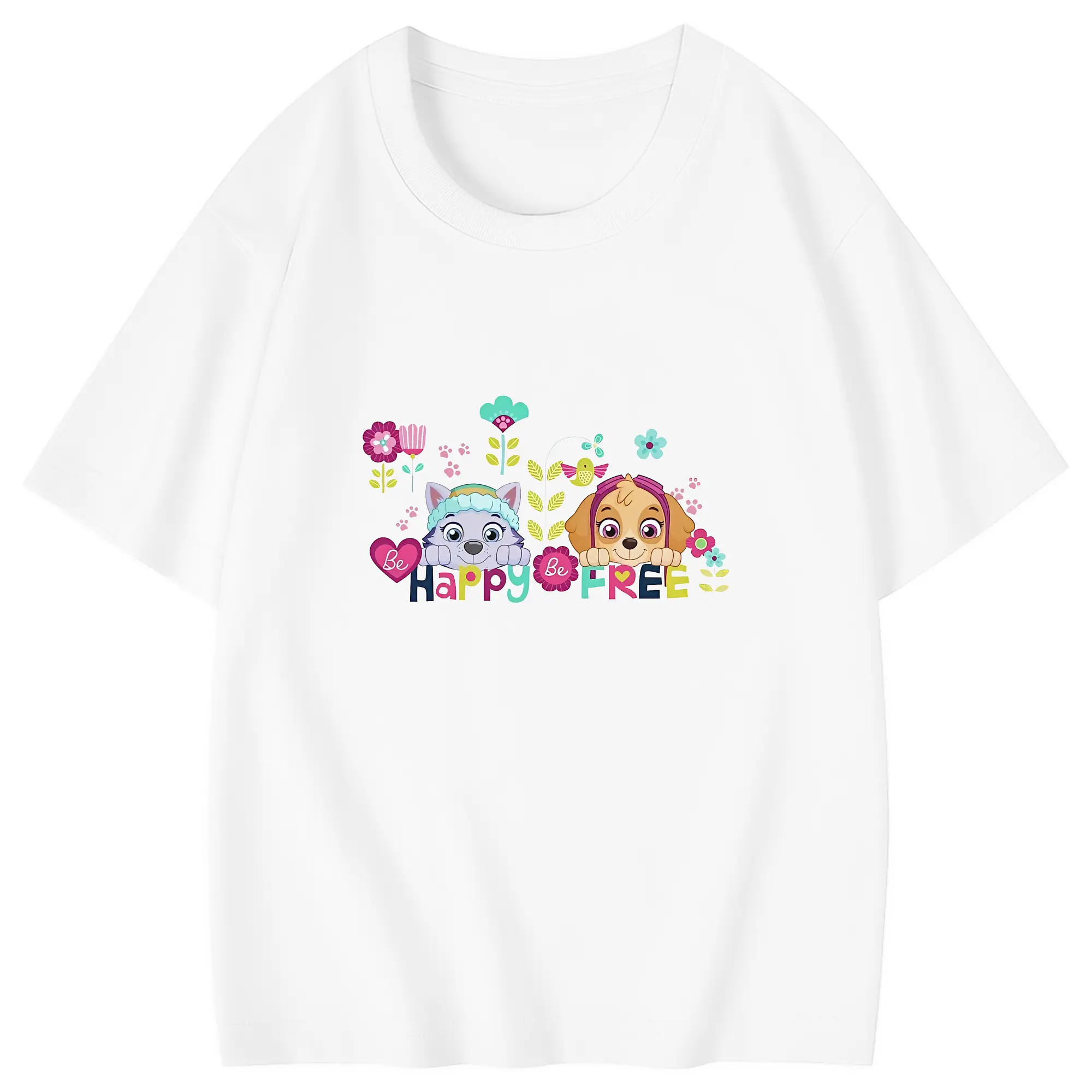 パウ・パトロール グッズ,スカイ - 綿100％ キッズTシャツ ・ フロントプリント ・ 快適 通気性 ・ スポーツ カジュアル 散歩用