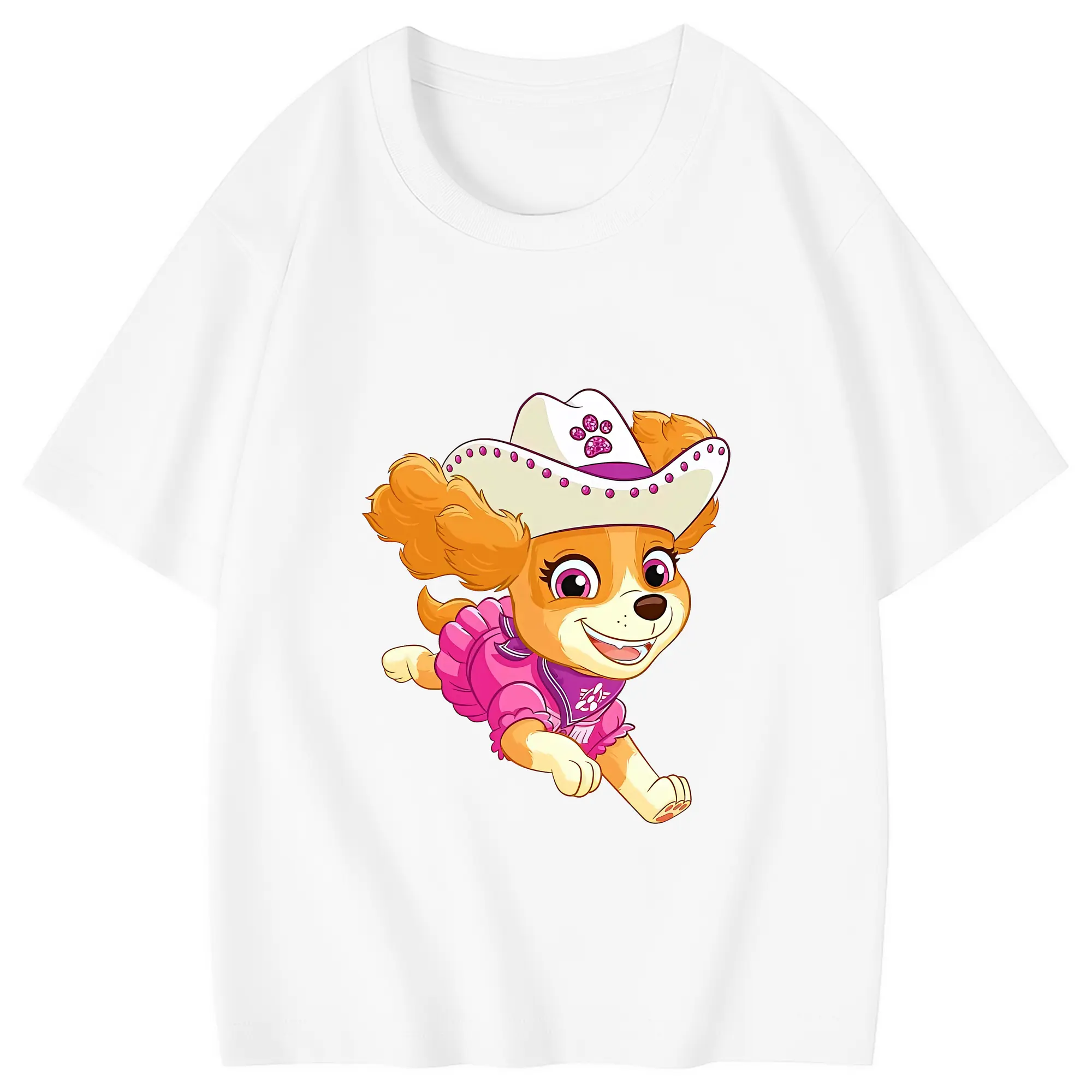 パウ・パトロール グッズ,スカイ - 綿100％ キッズTシャツ ・ フロントプリント ・ 快適 通気性 ・ スポーツ カジュアル 散歩用