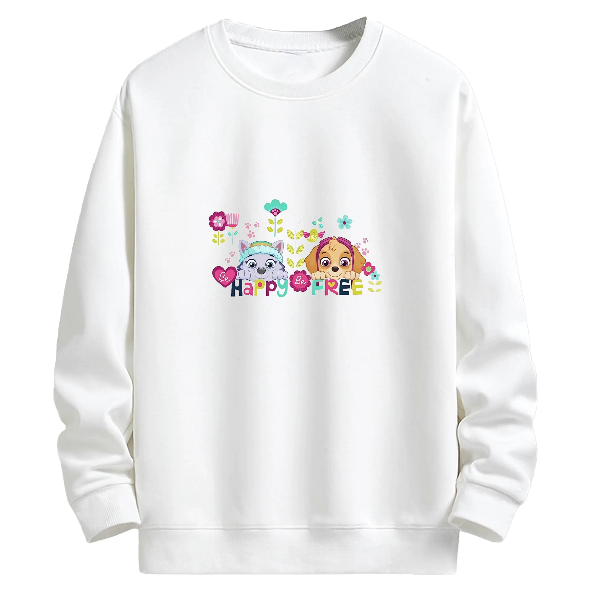 パウ・パトロール グッズ,スカイ - キッズ クルーネックスウェットシャツ ・ フロントプリント ・ 綿80％ ポリエステル20％ ・ 快適 通学 スポーツ 日常使い お散歩用