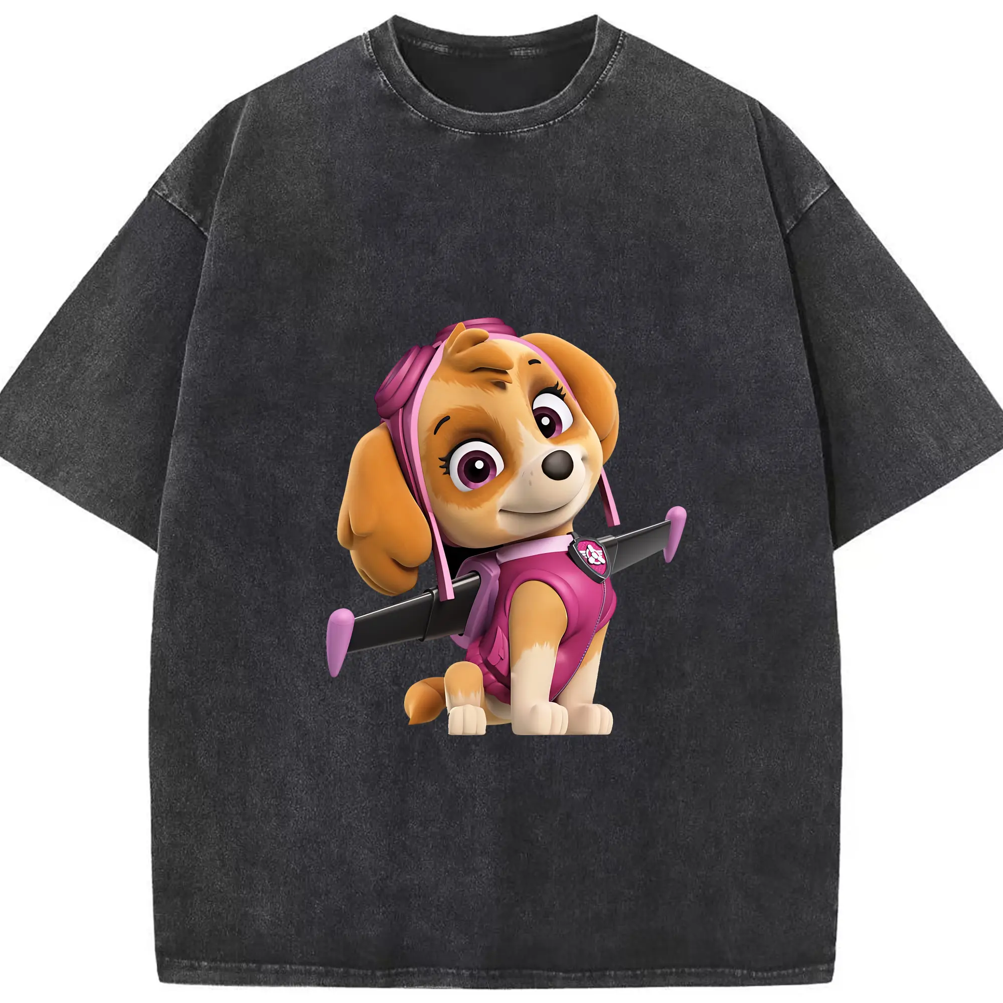 パウ・パトロール グッズ,スカイ - 綿100％ ヴィンテージ風 半袖Tシャツ ・ フロントプリント ・ 柔らか肌触り ・ 通気性 快適 ・ スポーツ カジュアル 外出用