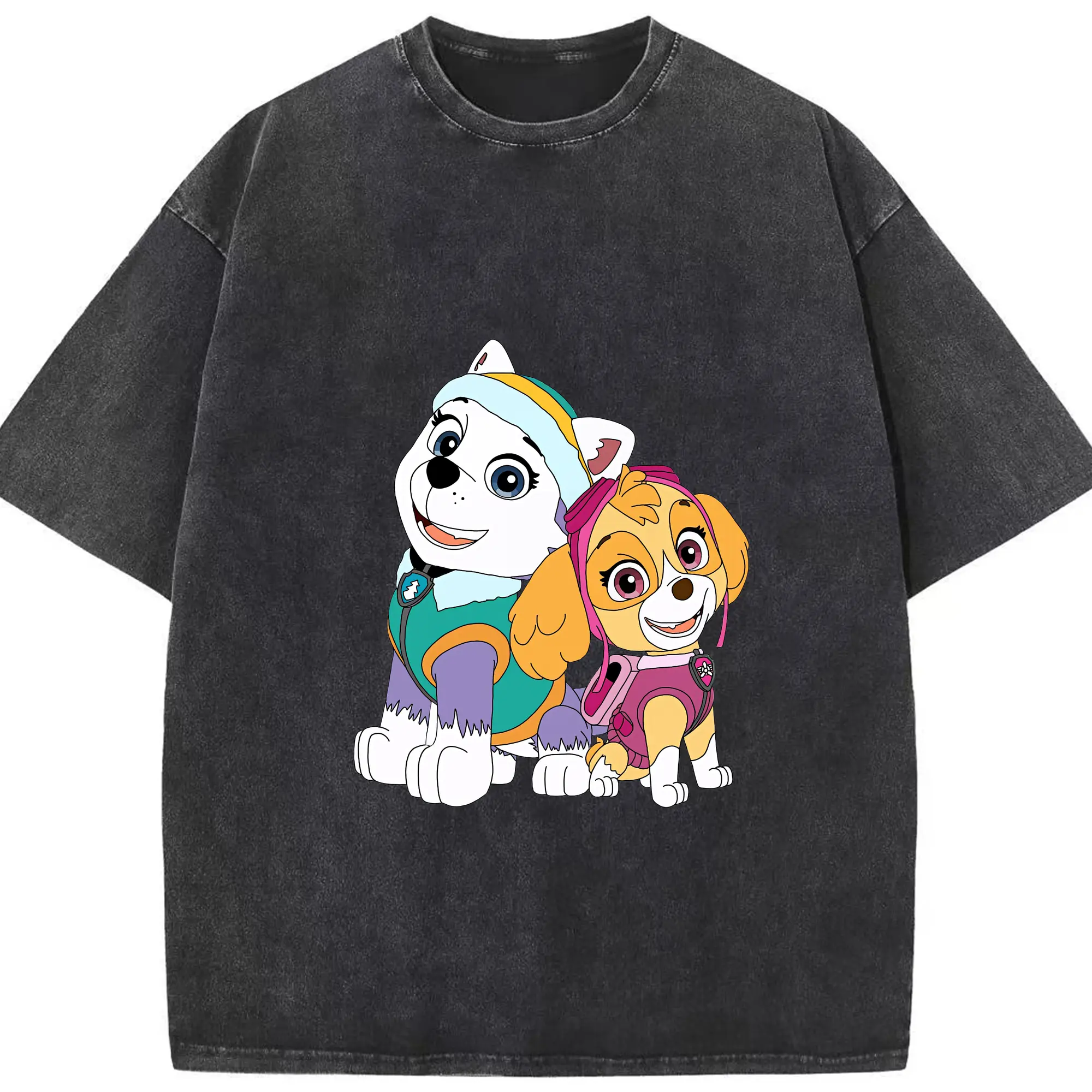 パウ・パトロール グッズ,スカイ - 綿100％ ヴィンテージ風 半袖Tシャツ ・ フロントプリント ・ 柔らか肌触り ・ 通気性 快適 ・ スポーツ カジュアル 外出用