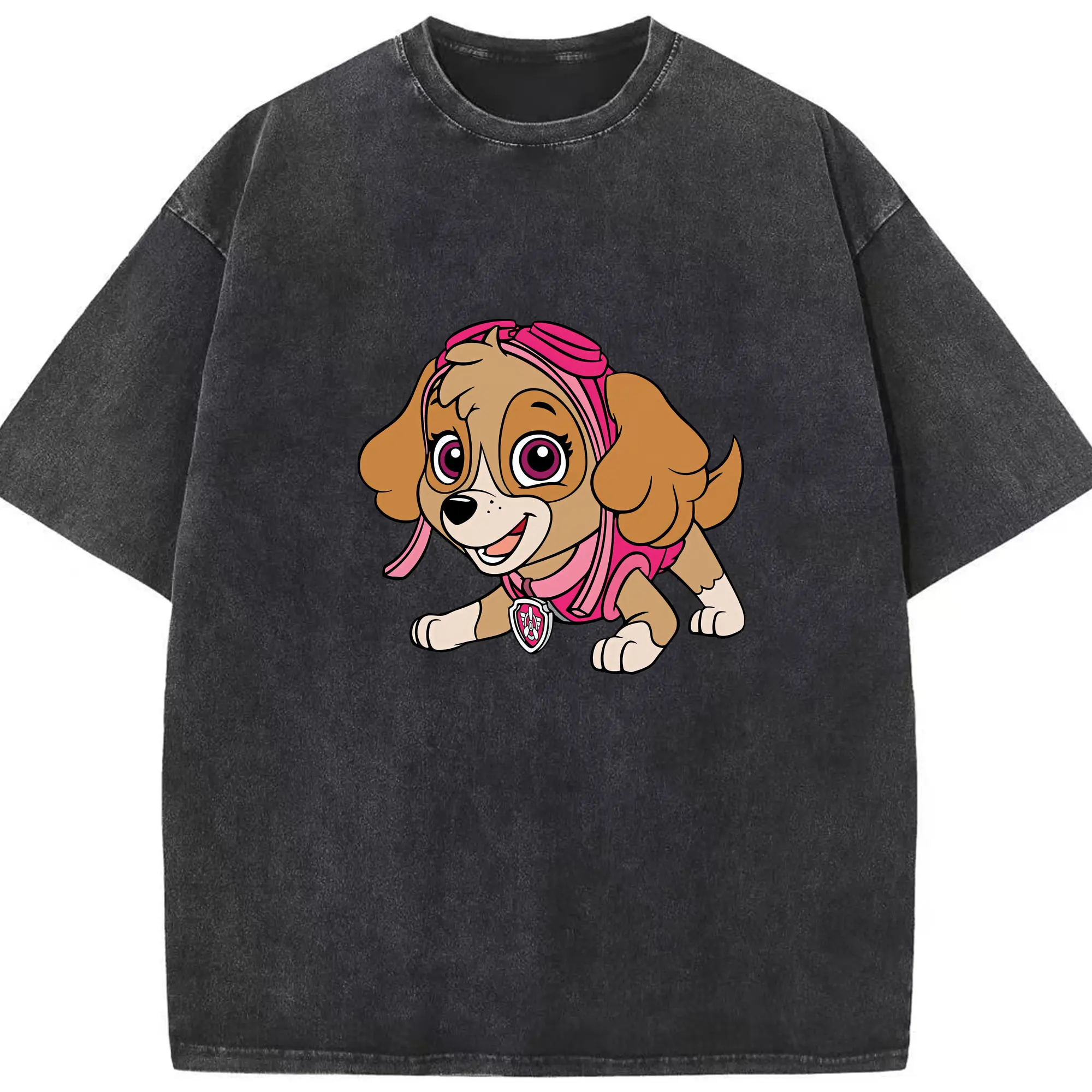 パウ・パトロール グッズ,スカイ - 綿100％ ヴィンテージ風 半袖Tシャツ ・ フロントプリント ・ 柔らか肌触り ・ 通気性 快適 ・ スポーツ カジュアル 外出用